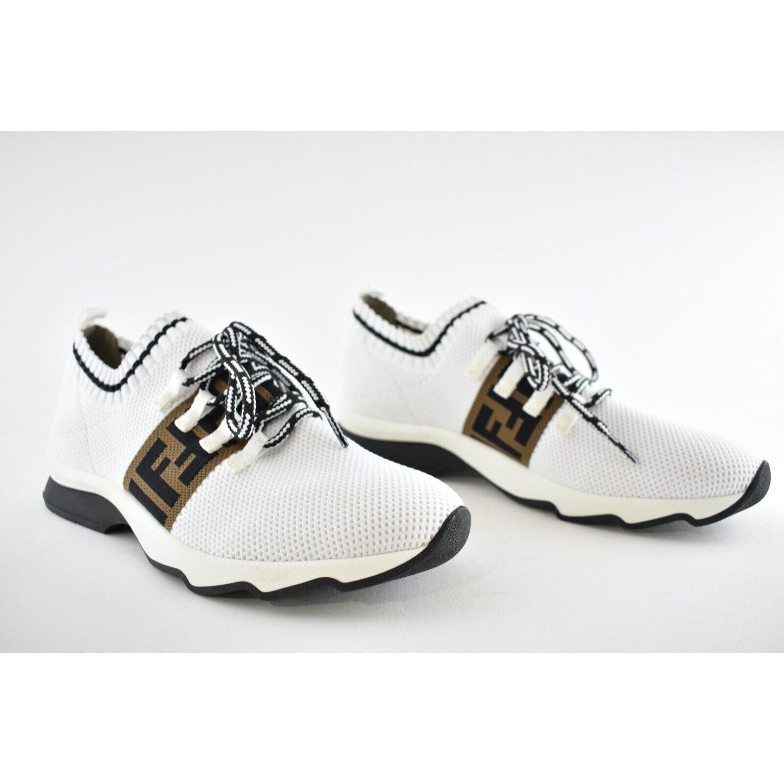 Fendi Fendi FF Knit White Sock Brown Black Logo Low Top Sneaker 41 Size US 11 / IT 41 - 6 Thumbnail