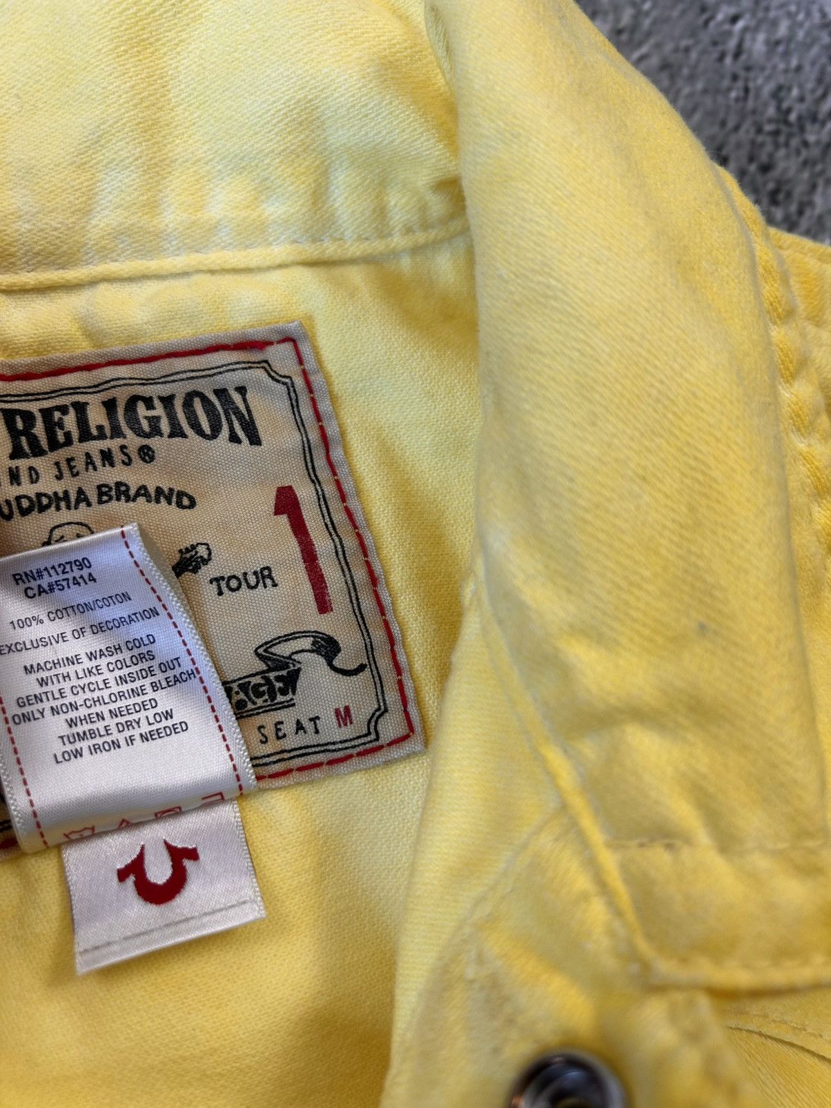 True Religion × Vintage True Religion denim jacket vest yellow Y2K sleeveless Size US XXL / EU 58 / 5 - 6 Thumbnail
