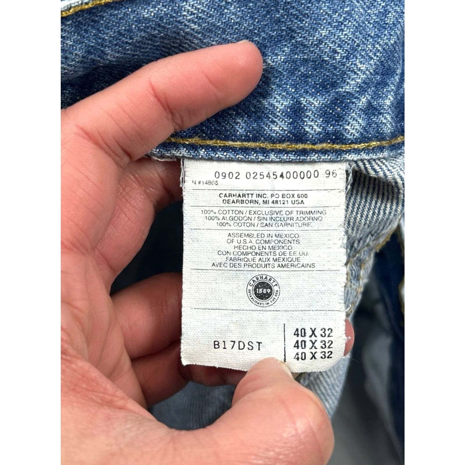 Carhartt VINTAGE Carhartt WIP Jeans Men 40 Blue Denim Logo Cotton High Rise Tapered Leg 36x31 Jeans Logo Modern 90s Men Size US 40 / EU 56 - 7 Thumbnail