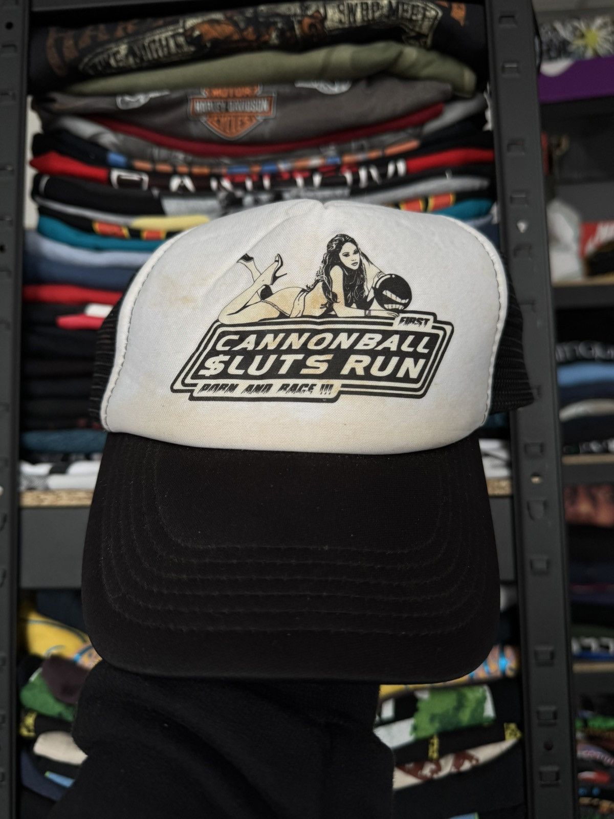 Vintage Trucker Hat Porn and Race Sexy Girl cap Size ONE SIZE - 1 Thumbnail