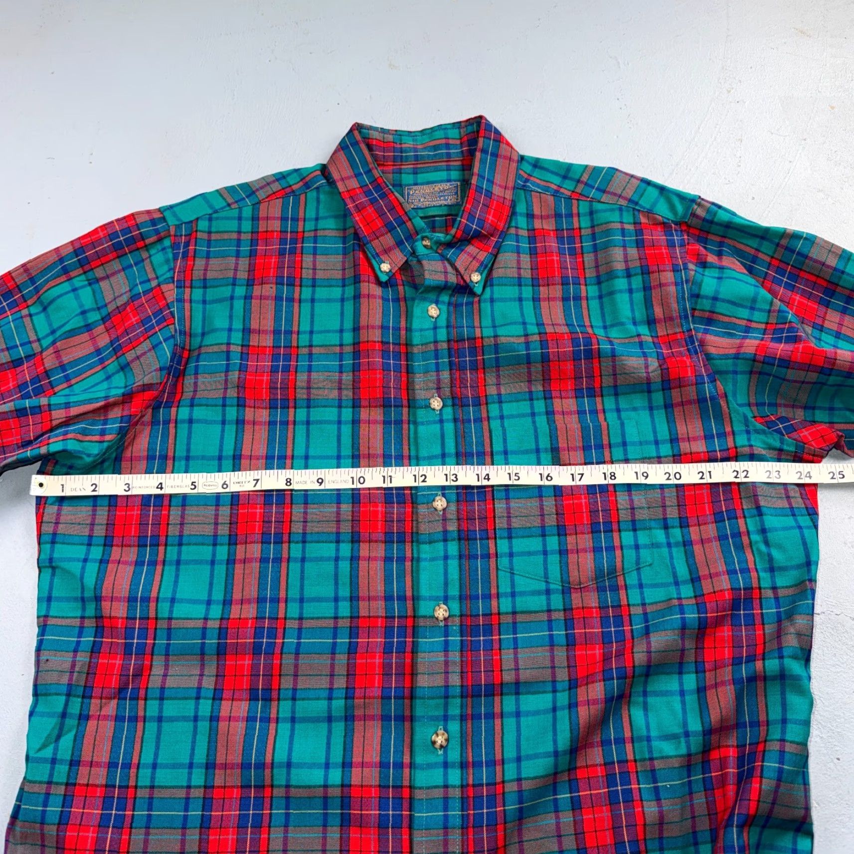 Pendleton VINTAGE Pendleton Button-Up Shirt XL Blue Red Turquoise Plaid Wool Flannel USA Made LS Size US XL / EU 56 / 4 - 7 Thumbnail
