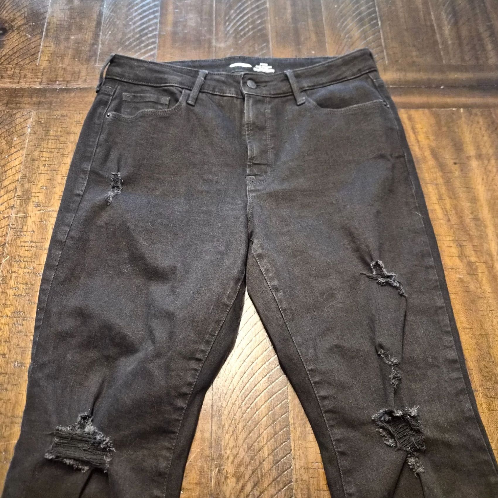 Old Navy Old Navy Women Jeans Slim Straight Power 12 Petite High Rise Black Size 34" / US 12 / IT 48 - 2 Thumbnail