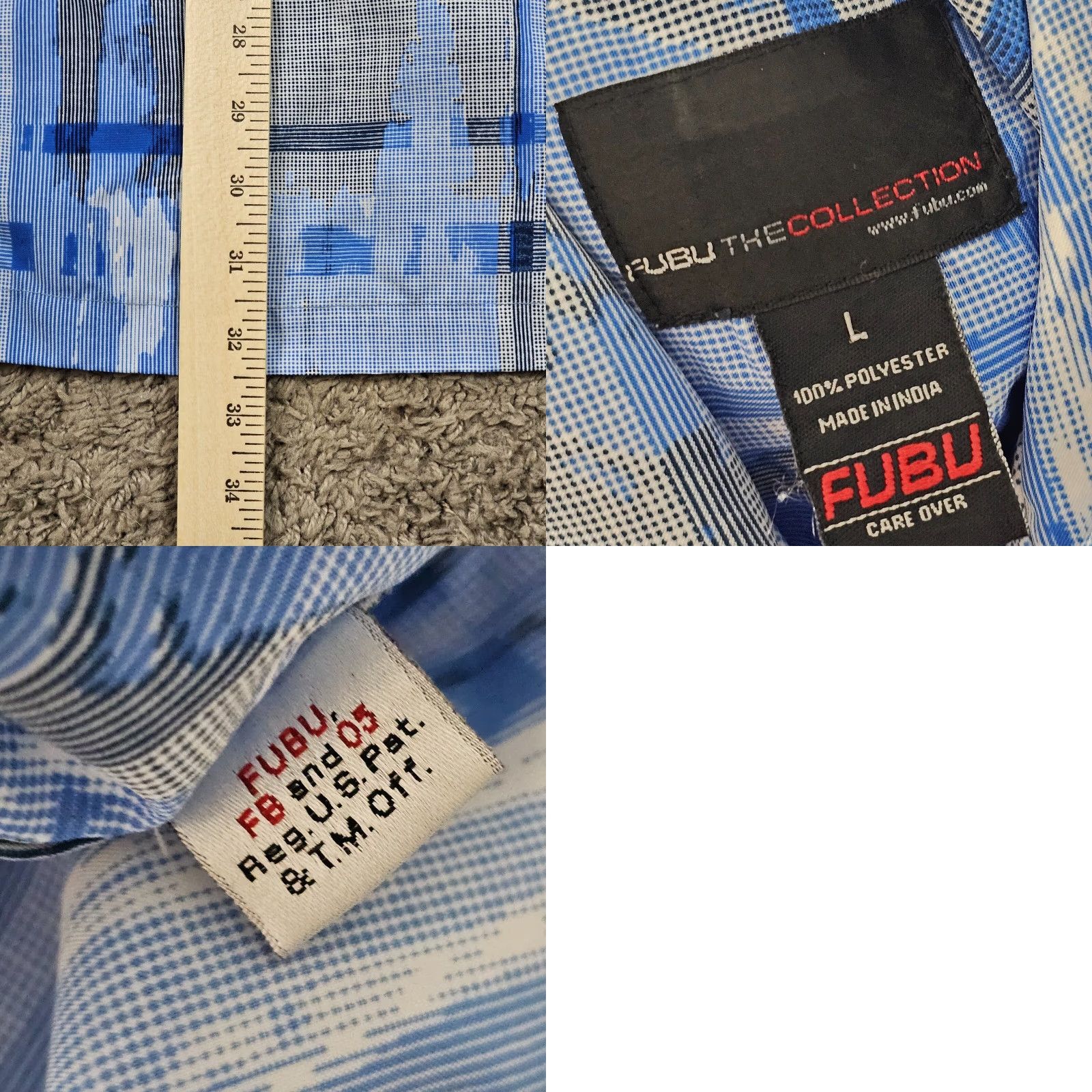 Fubu Fubu Shirt Mens Large L Blue Plaid Abstract Short Sleeve Breathable Casual Size US L / EU 52-54 / 3 - 8 Thumbnail