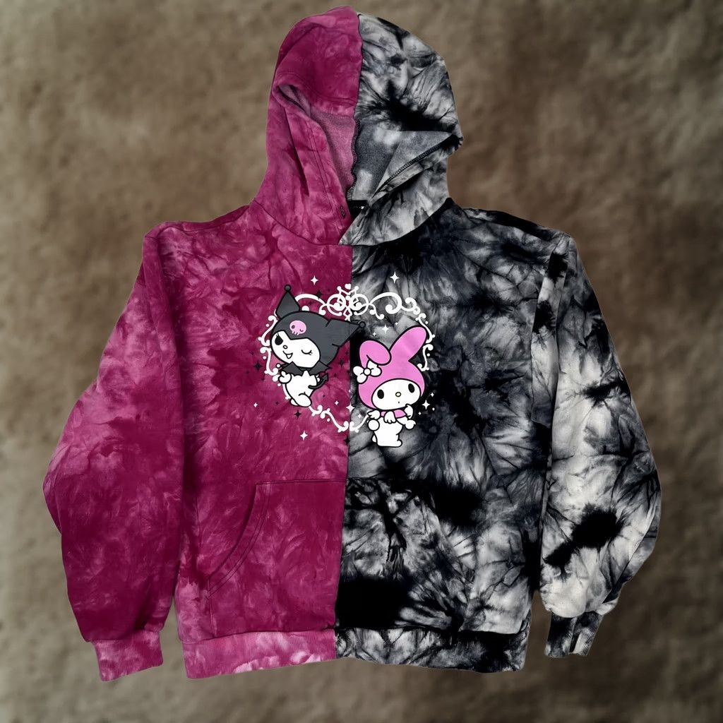Vintage DUMBGOOD Kuromi My Melody Hoodie Sweatshirt Womens Medium Pink Tie Dye Pullover Size M / US 6-8 / IT 42-44 - 1 Thumbnail