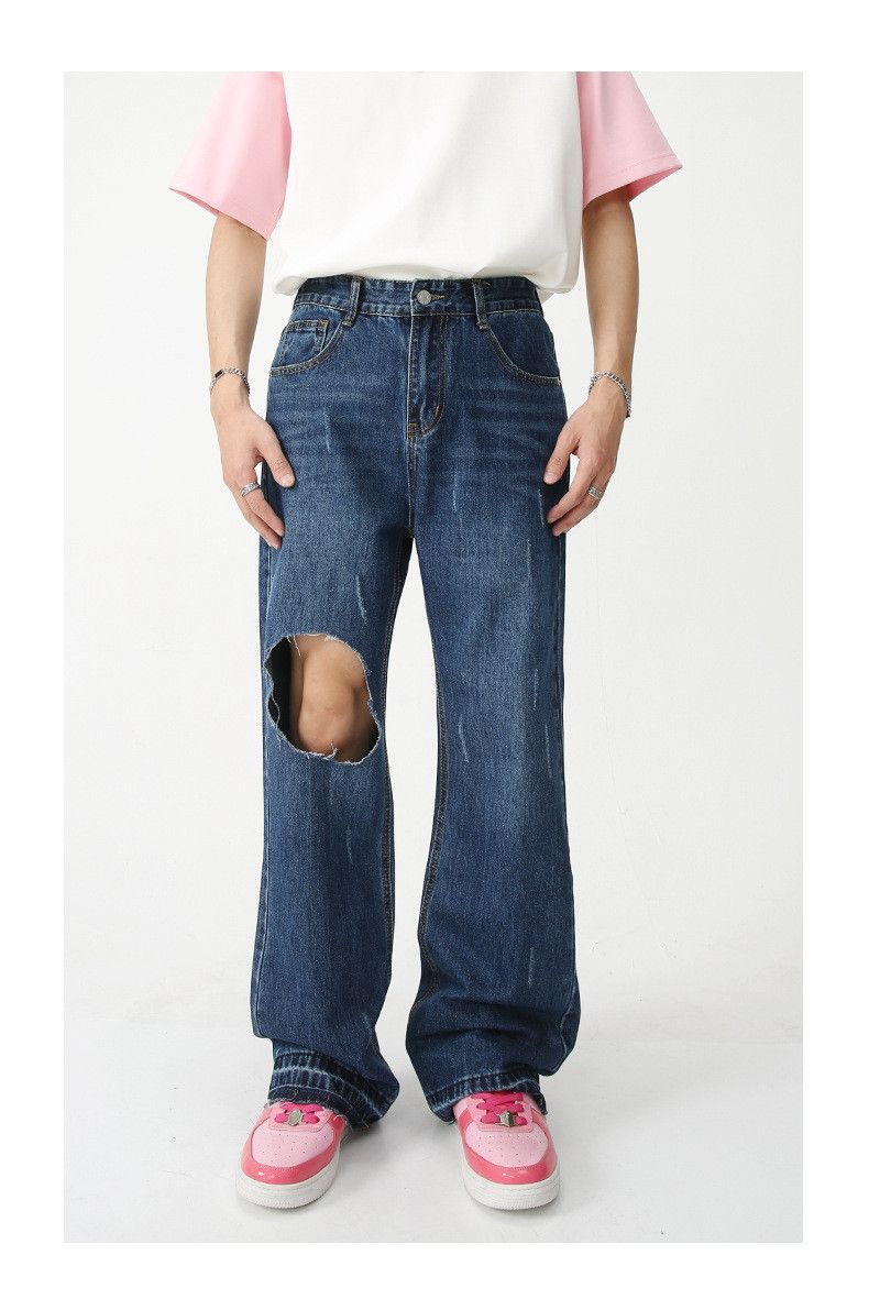 Japanese Brand × Vintage Japanese retro loose flared casual ripped jeans Size US 32 / EU 48 - 1 Thumbnail