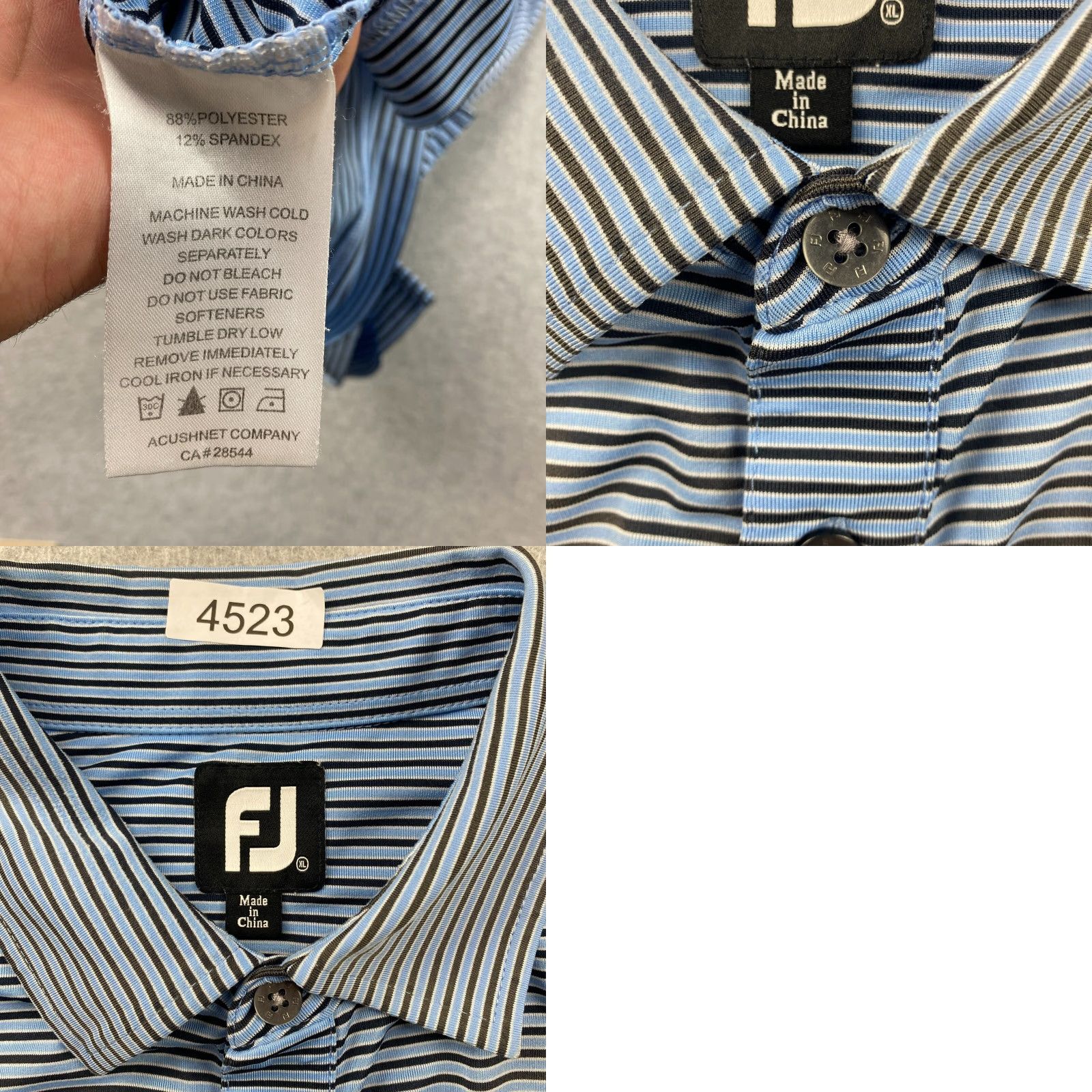 Vintage FJ Foot Joy Polo Shirt Mens XL Blue Striped Golf Size US XL / EU 56 / 4 - 9 Thumbnail