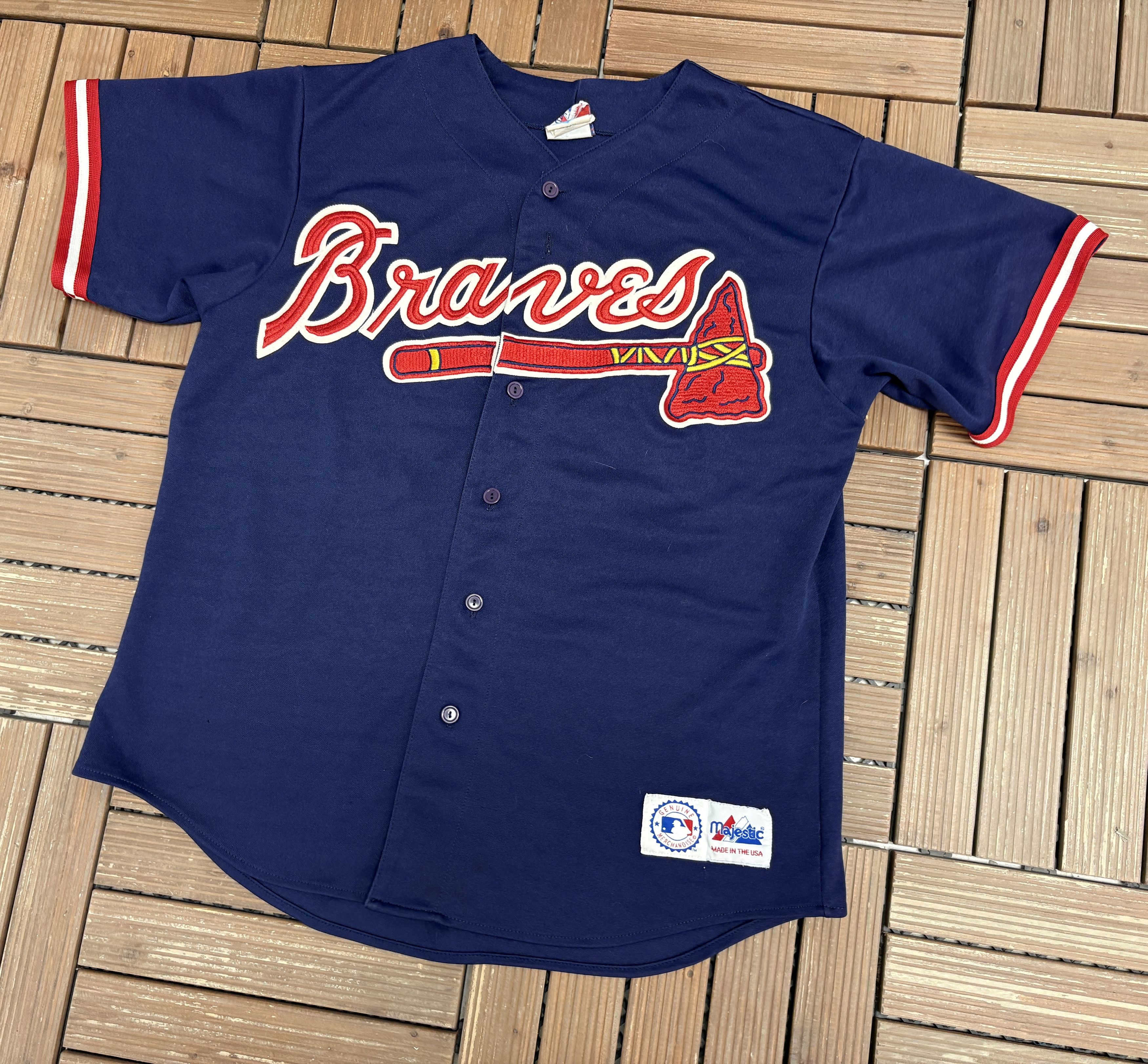 Majestic Atlanta Braves David Justice Vintage Blue Baseball Jersey Size US M / EU 48-50 / 2 - 3 Thumbnail