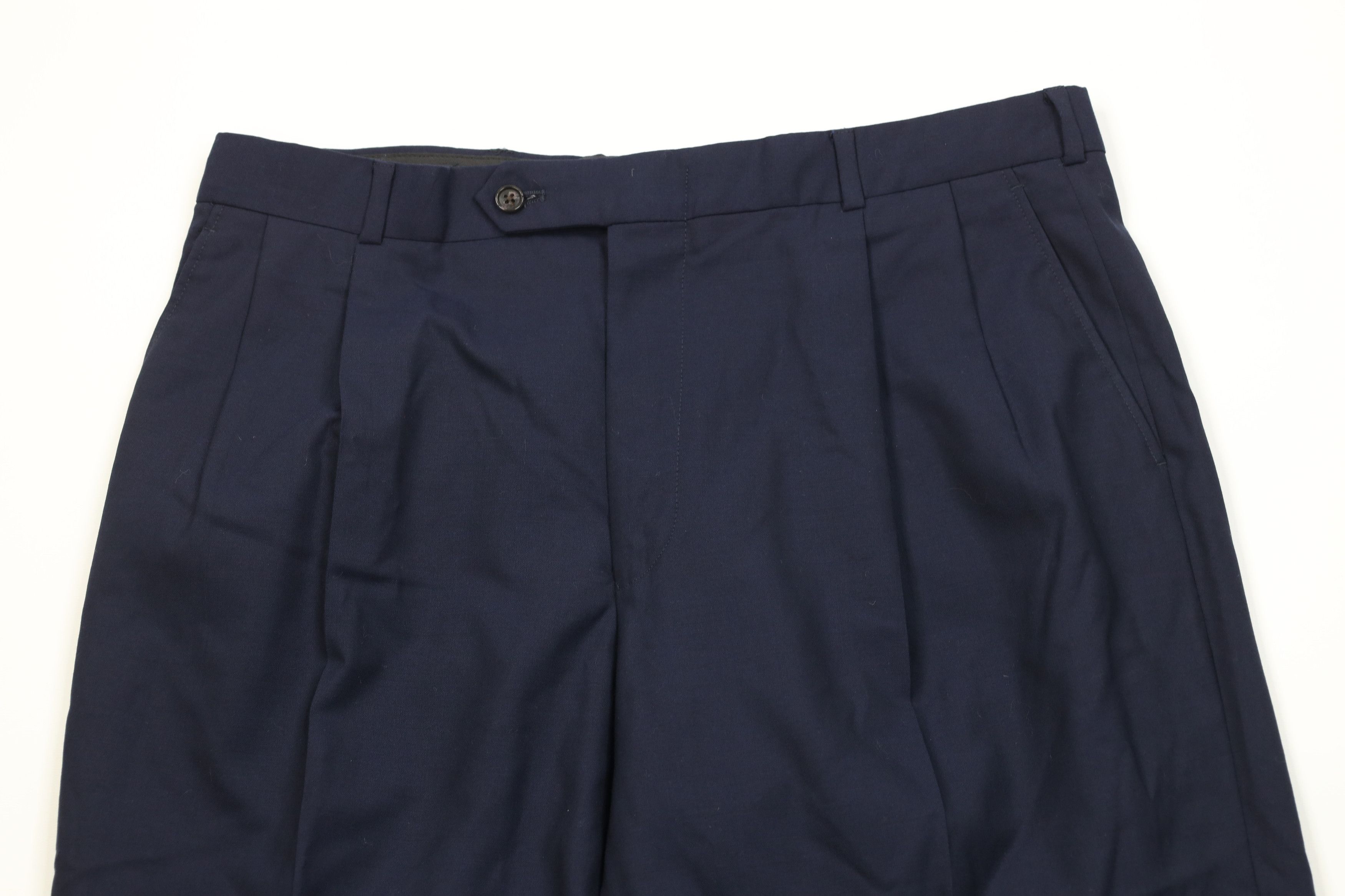 Lands' End Vintage 90s Lands End Knit Wide Leg Chino Pants Navy Blue Size US 36 / EU 52 - 2 Thumbnail