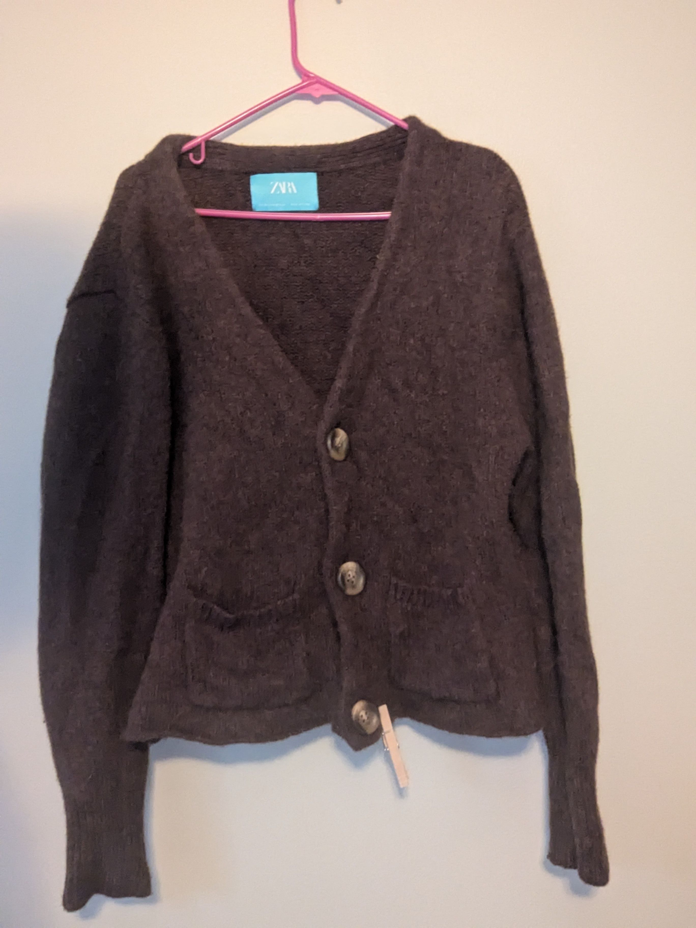 Zara Zara Cardigan Cropped Maroon Size US XL / EU 56 / 4 - 1 Thumbnail