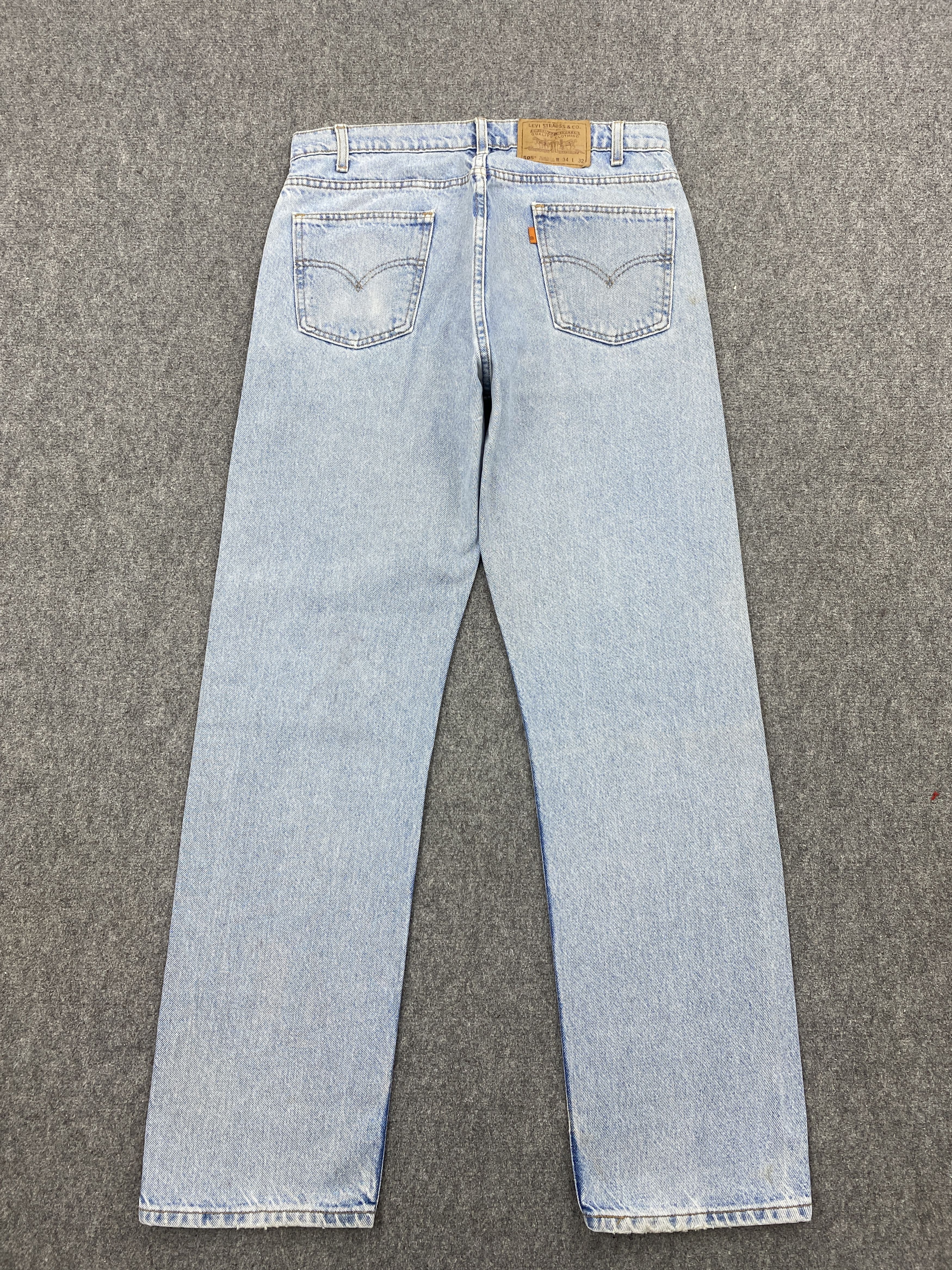 Levi's × Vintage Vintage 90s Levi's 505 Light Washed Orange Tab Jeans Size US 33 - 3 Thumbnail