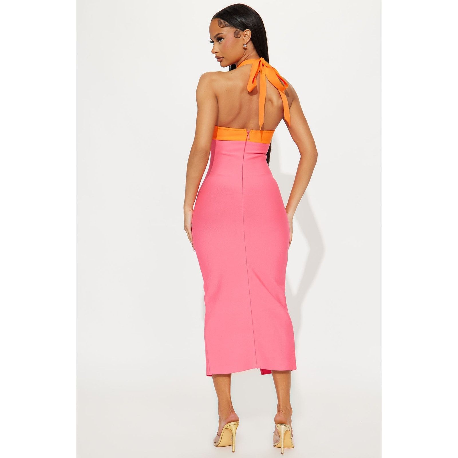 Other Always Winning Bandage Midi Dress - Pink/combo - Size M Size M / US 6-8 / IT 42-44 - 4 Thumbnail