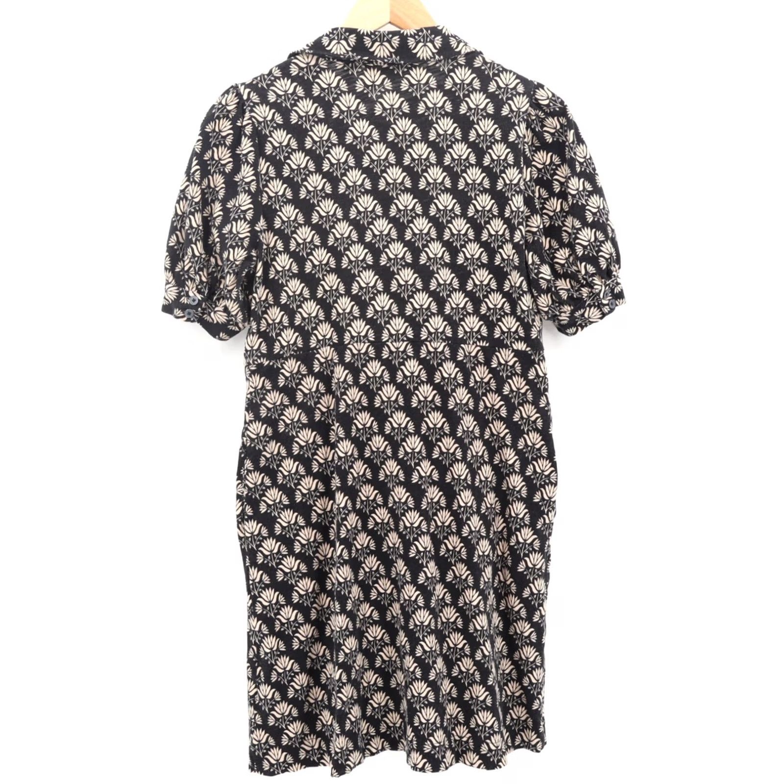 Boden Boden Shirt Dress Black 10 Jersey Cotton Short Sleeve V-Neck Button Mini Casual Womens 10s Vintage No Size L / US 10 / IT 46 - 2 Thumbnail
