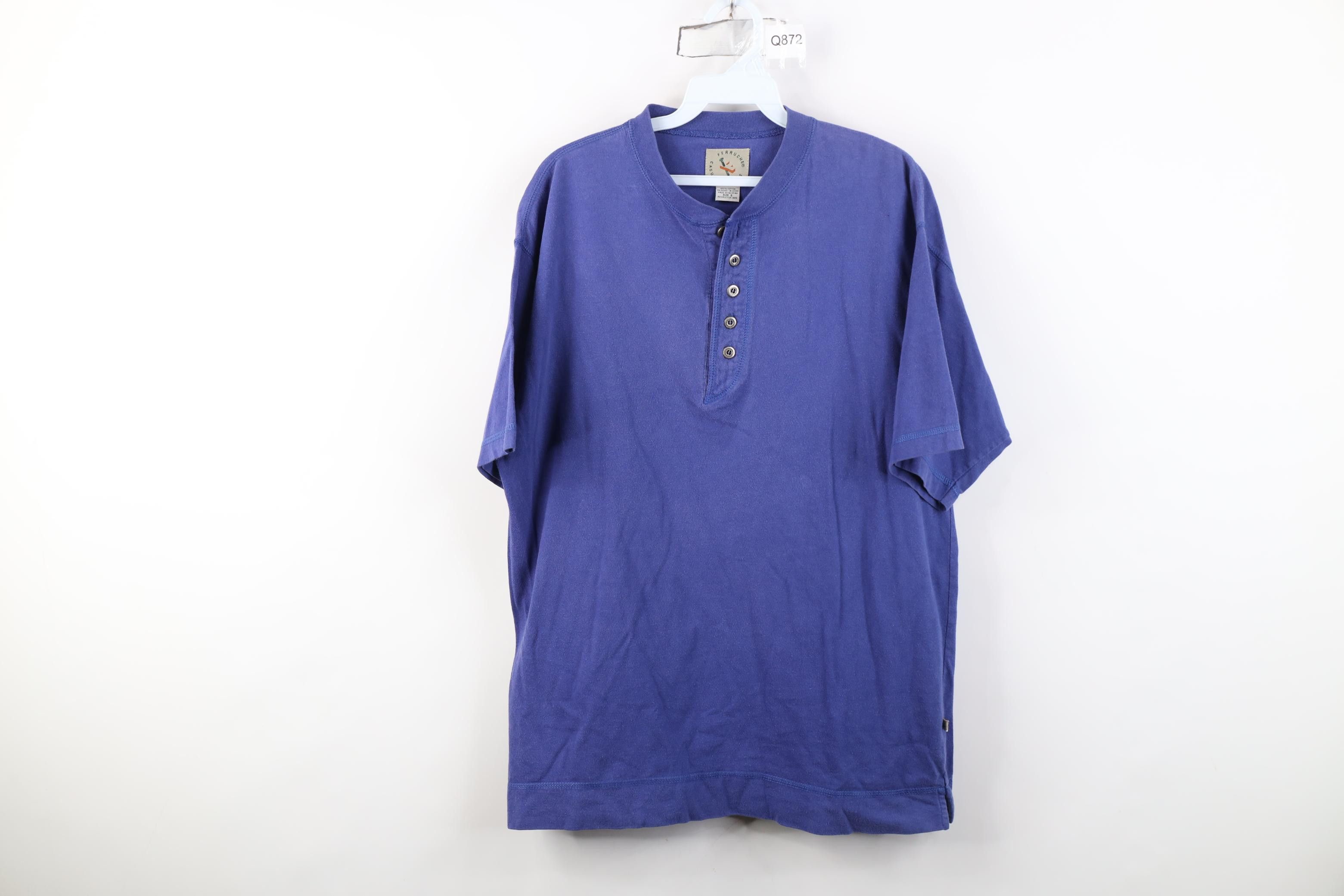 Vintage Vintage 90s Streetwear Blank Cotton Henley T-Shirt Blue Size US S / EU 44-46 / 1 - 1 Thumbnail