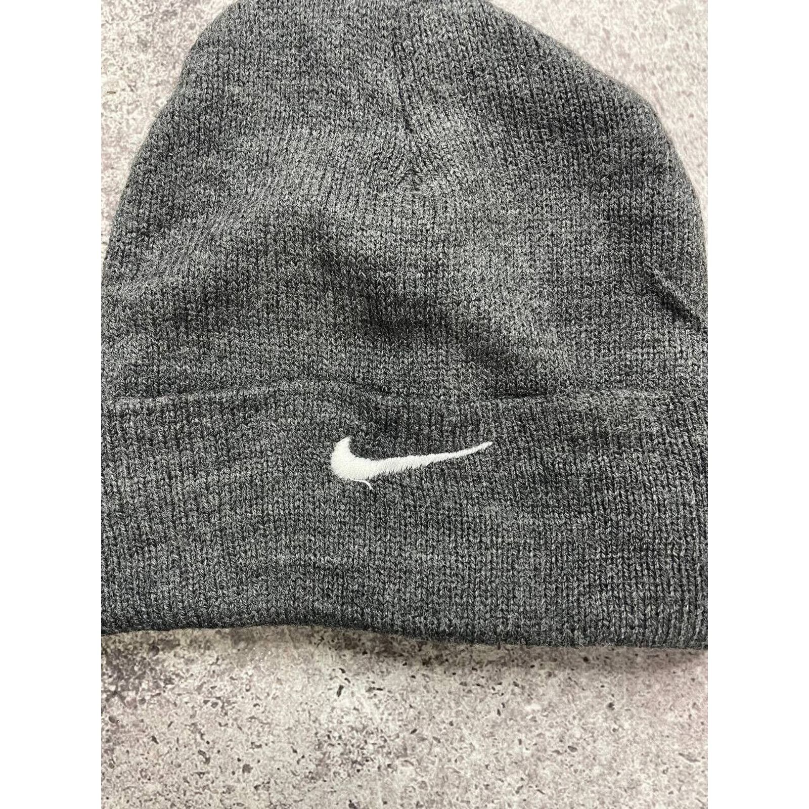 Nike × Vintage Vintage Nike Gray Knit Beanie Hat Embroidered Swoosh Size ONE SIZE - 5 Thumbnail