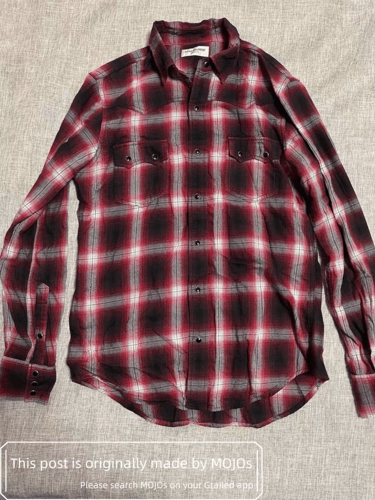 Saint Laurent Paris Sz M Saint Laurent Paris 16AW Red Plaid Shirt mojos752 Size US M / EU 48-50 / 2 - 1 Thumbnail