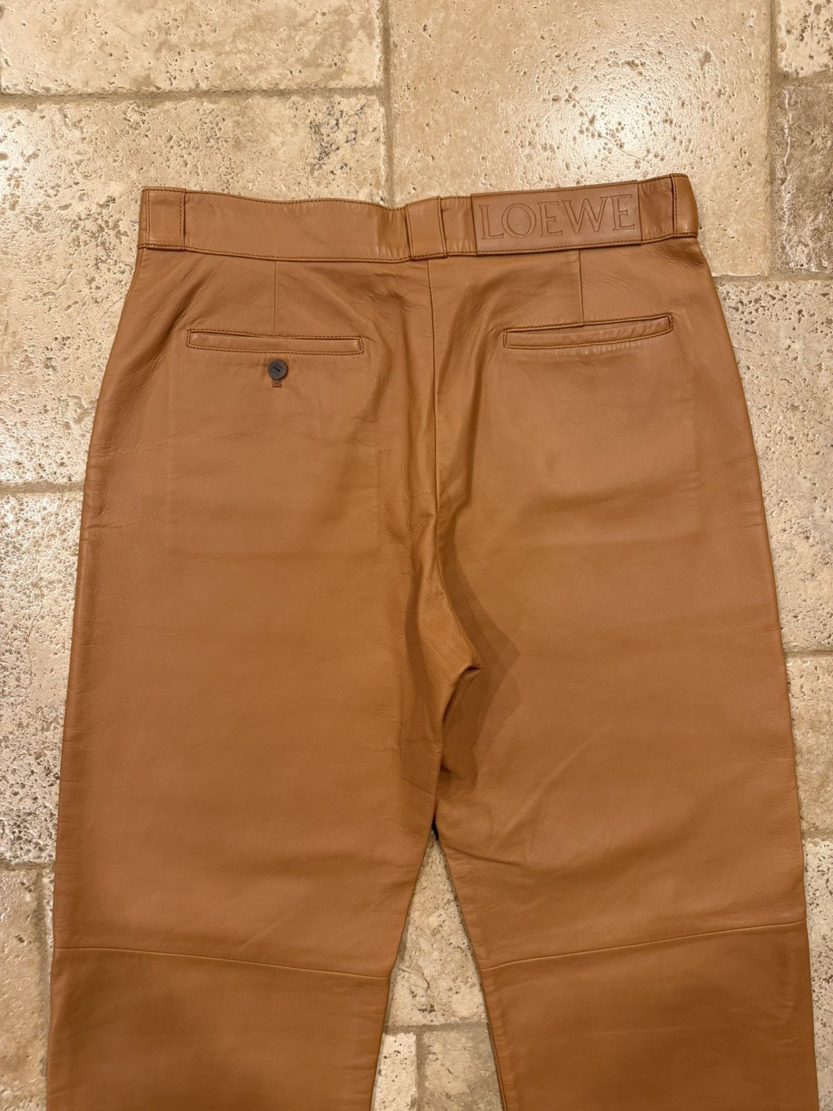 Loewe Loewe Pantalon Broncead Calfskin Leather Tan Trouser Pants Size US 33 - 12 Thumbnail
