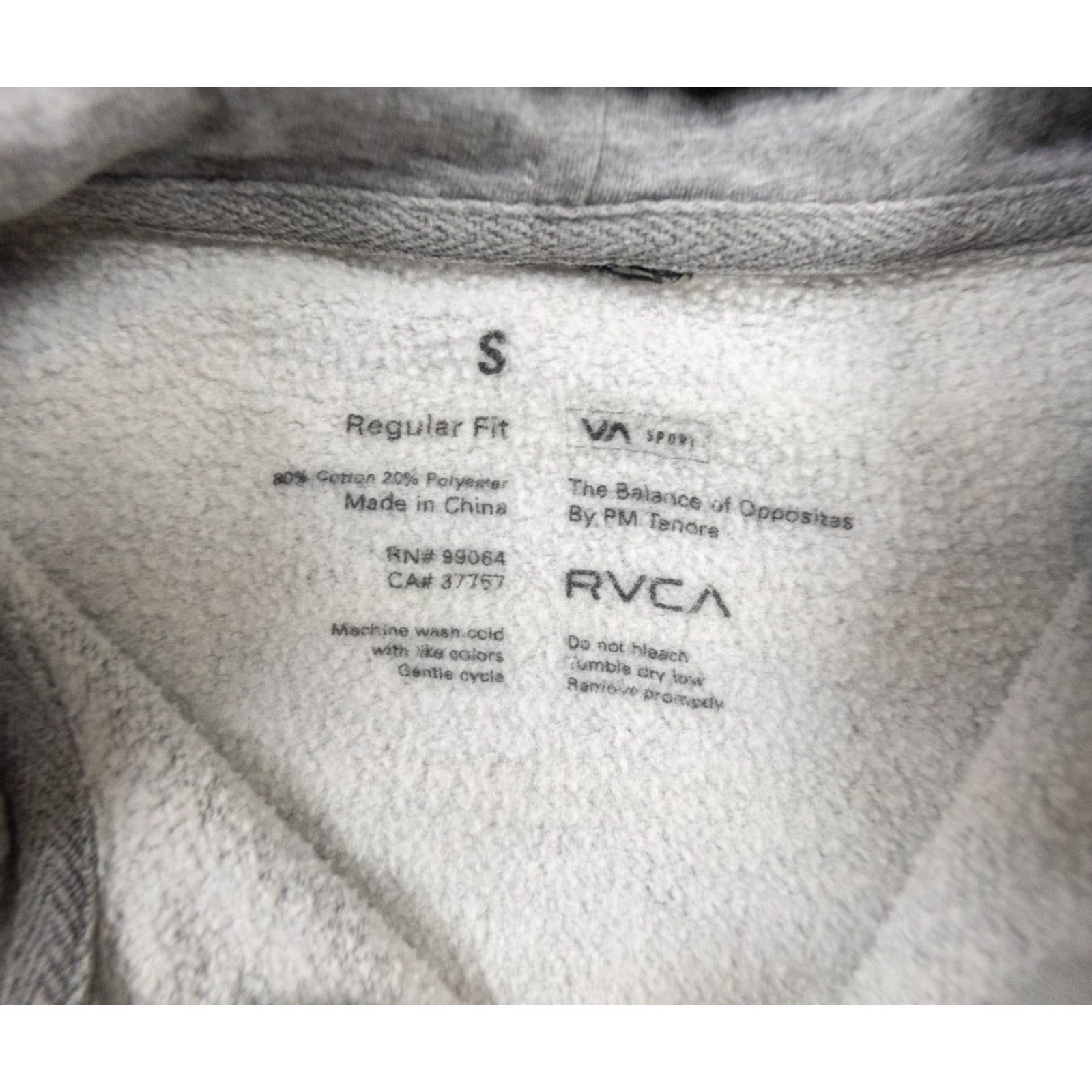 RVCA RVCA Mens Small Hoodie Gray Sweatshirt Full Zip Surf Streetwear Skate Sweater Size US S / EU 44-46 / 1 - 7 Thumbnail