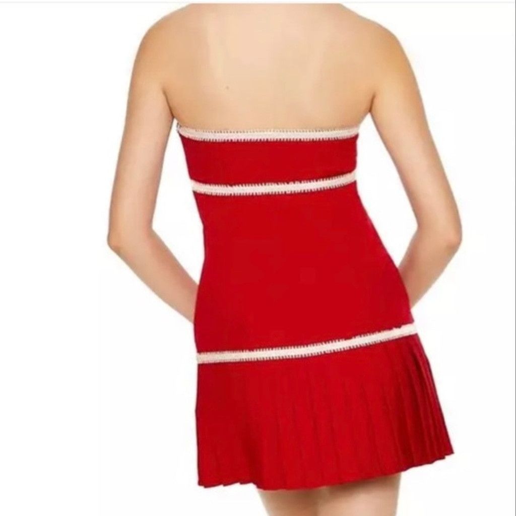 Forever 21 NWT Forever 21 Pleated Mini Dress Strapless Bow Red/White XL Size XL / US 12-14 / IT 48-50 - 5 Thumbnail
