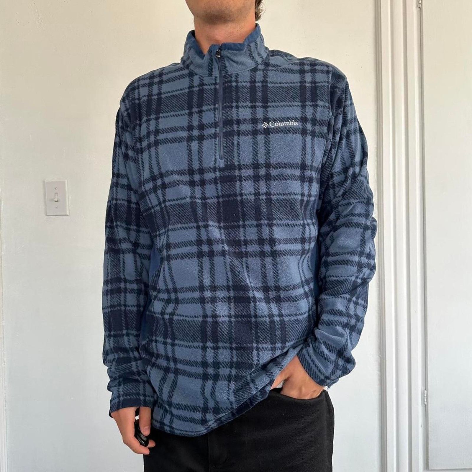 Columbia × Vintage Vintage Y2K 00s Plaid Columbia Fleece Quarterzip Jacket Size US L / EU 52-54 / 3 - 5 Thumbnail