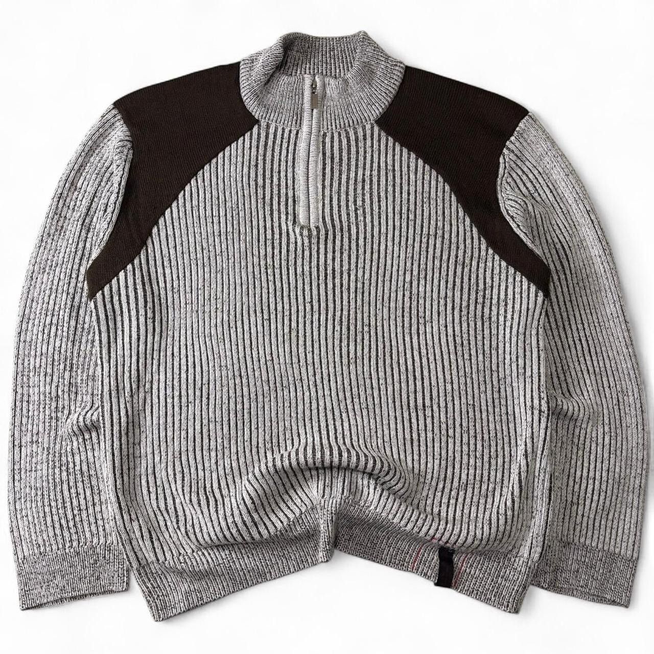 Other Vintage Y2K Patterned Grey & Dark Brown Quarter Zip Sweater Size US XXL / EU 58 / 5 - 1 Thumbnail