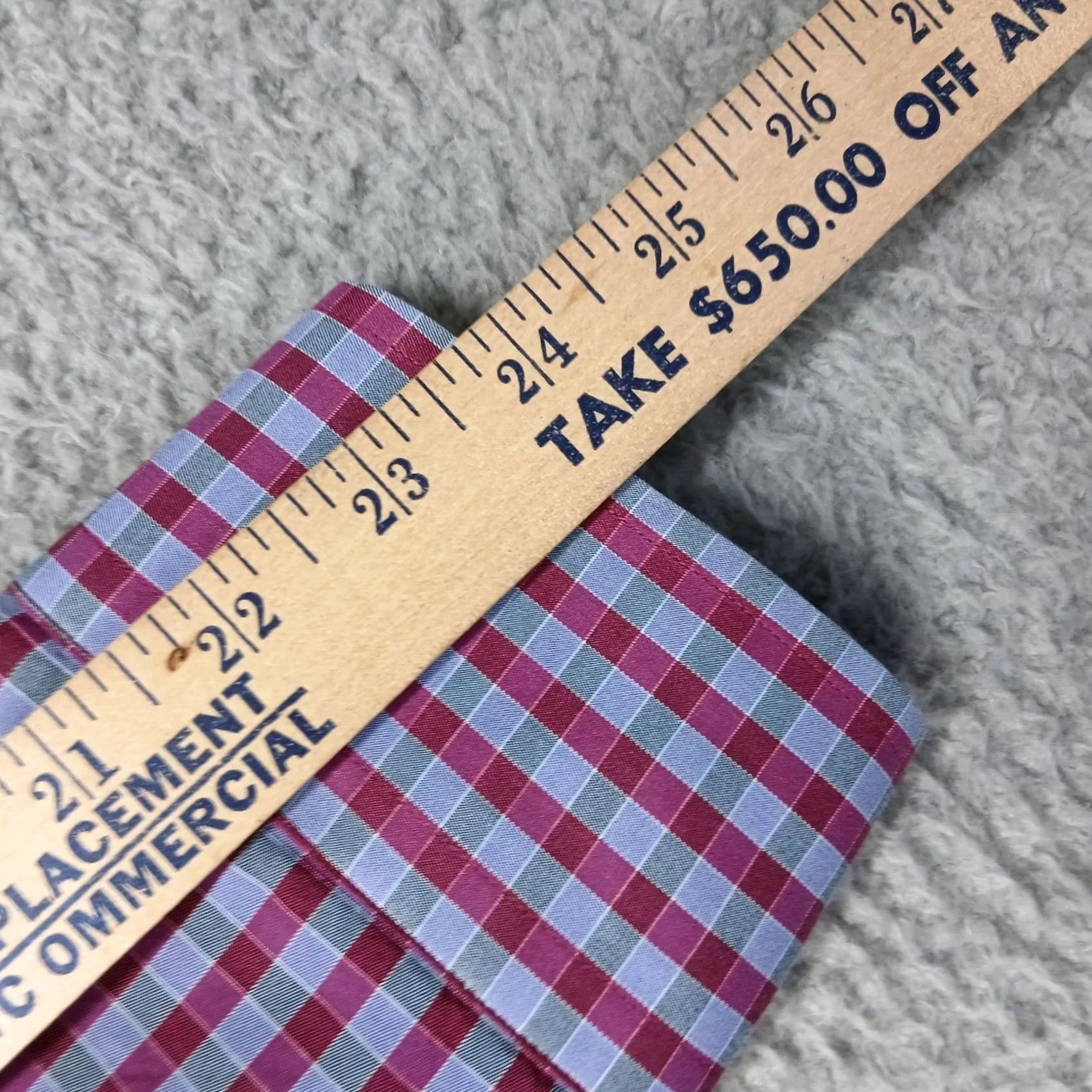 Vintage Thomas Pink Dress Shirt Slim Fit Men's 16.5 Purple Blue Size 46R - 6 Thumbnail