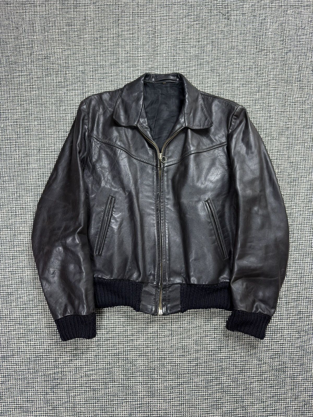Leather WW2 40s Germany cropped cyclist leather bomber jacket grail Size US M / EU 48-50 / 2 - 1 Thumbnail