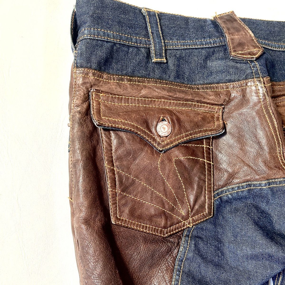 Blackmeans 291295 = Homme Leather Chap Jeans Size US 30 / EU 46 - 4 Thumbnail