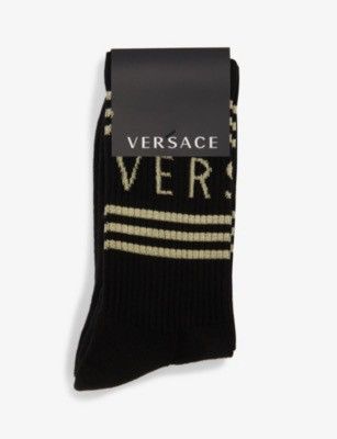 Versace Versace 90S VINTAGE LOGO SOCKS BLACK/GOLD SIZE MEDIUM NWT Size ONE SIZE - 9 Thumbnail