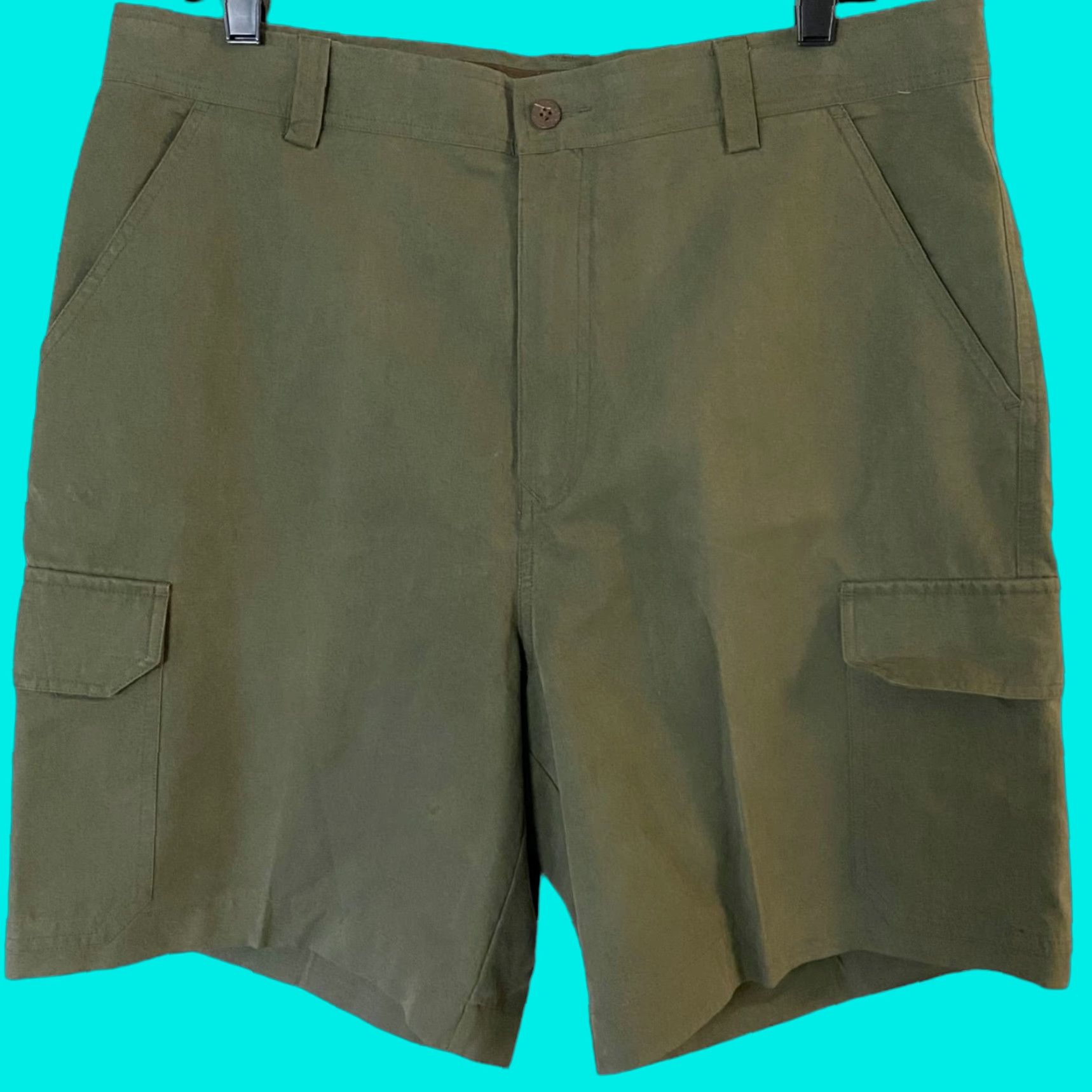 Tommy Bahama Tommy Bahama Silk Cargo Shorts Olive Green Mens Size W35 Relaxed-Fit Casual Size US 35 - 1 Thumbnail