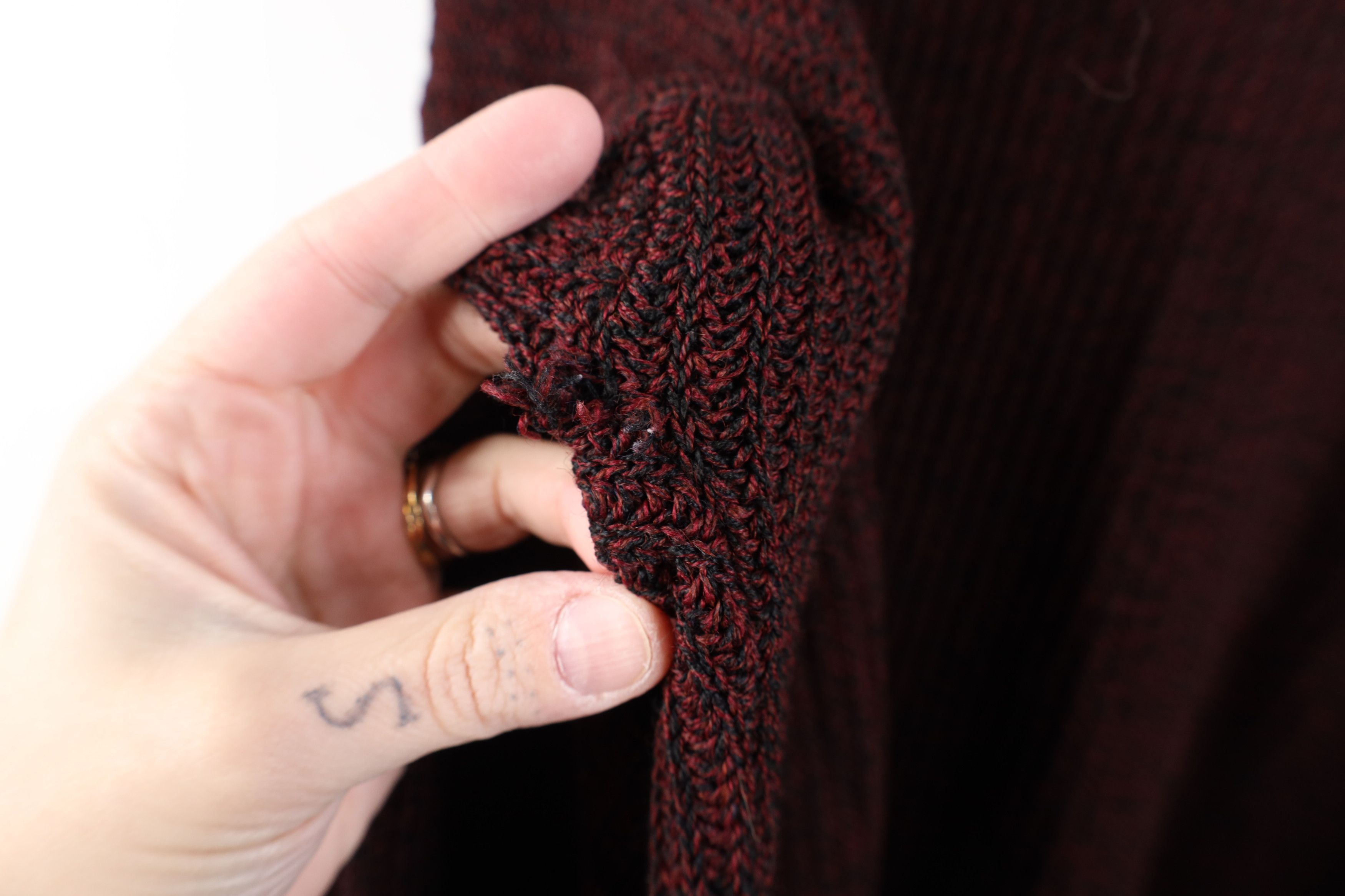 Vintage Vintage 90s Streetwear Ribbed Knit Crewneck Sweater Red USA Size US XL / EU 56 / 4 - 7 Thumbnail