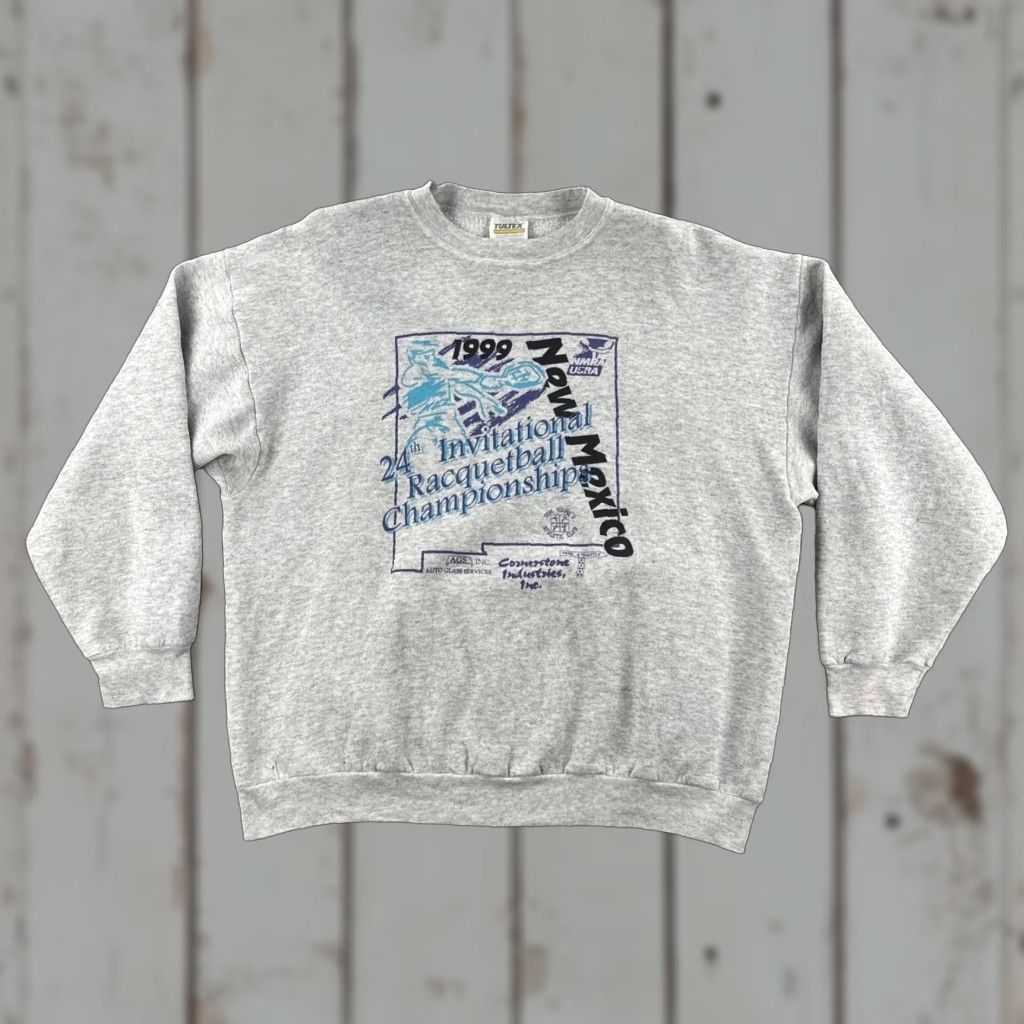 Tultex VINTAGE Tultex Sweatshirt Mens XL Crewneck 1999 New Mexico Racquetball Championship Gray Pullover Heavyweight 90s USA Sports Mens Size US XL / EU 56 / 4 - 1 Thumbnail