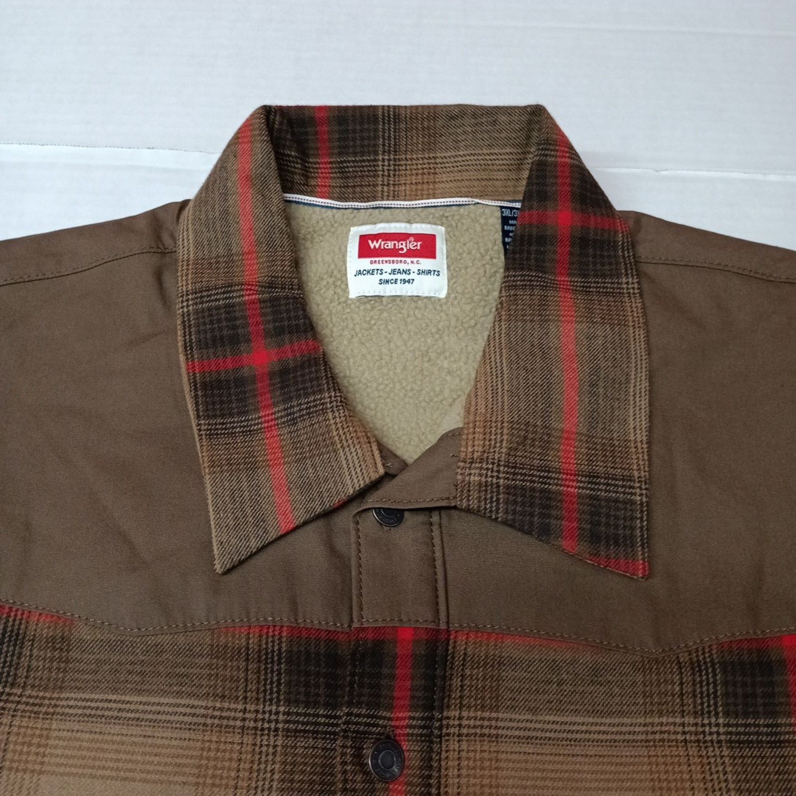 Wrangler Wrangler Heavyweight Shacket Men's 3XL Brown Sherpa Lining Size US XXL / EU 58 / 5 - 4 Thumbnail