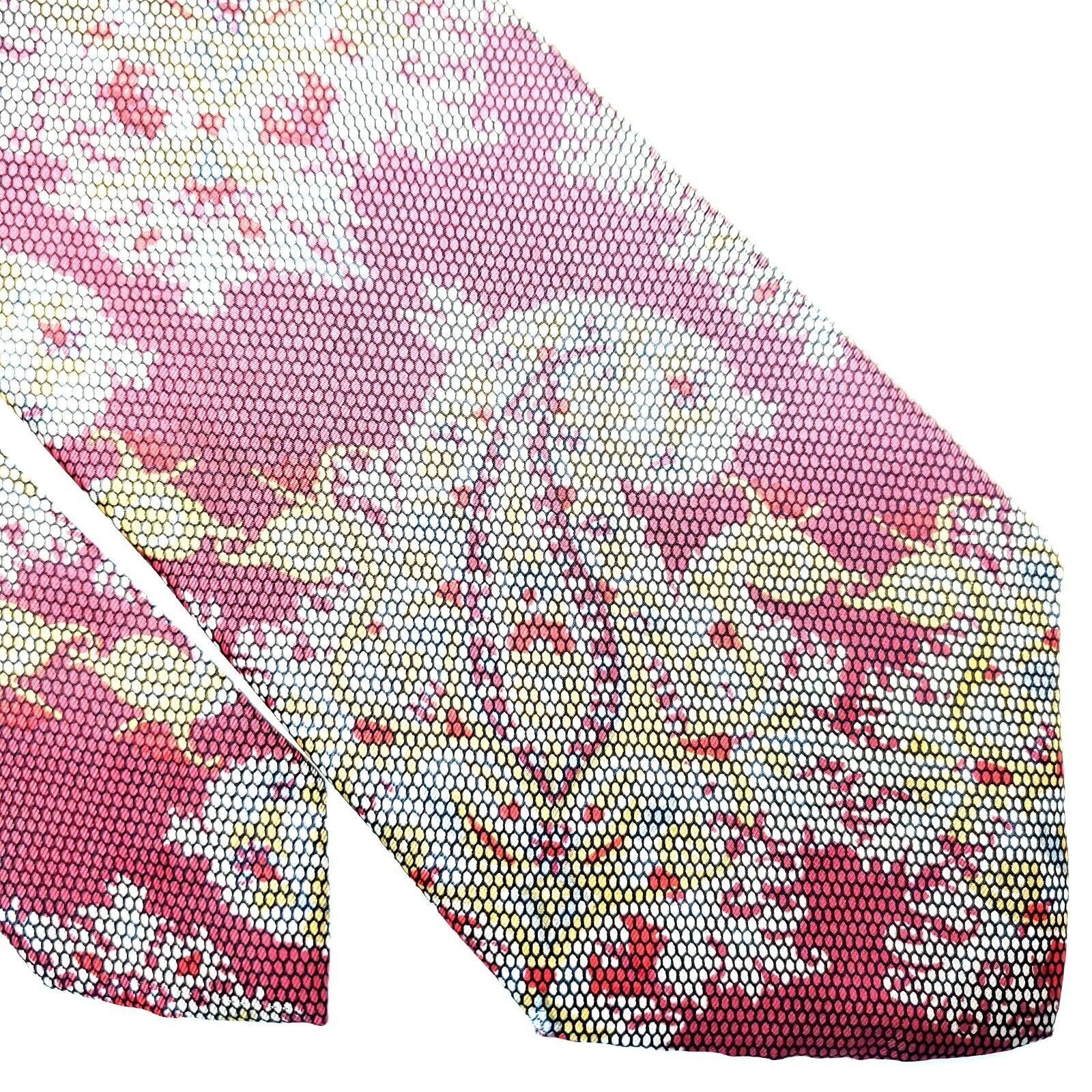 Oscar De La Renta Oscar De La Renta Red Silk Tie Paisley Geometric Short Wide Size ONE SIZE - 1 Thumbnail