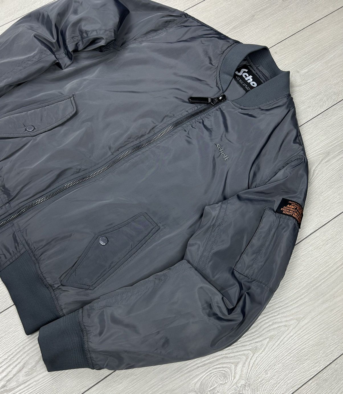 Schott Schott USA Bomber Jacket Size M Grey Size US M / EU 48-50 / 2 - 2 Thumbnail