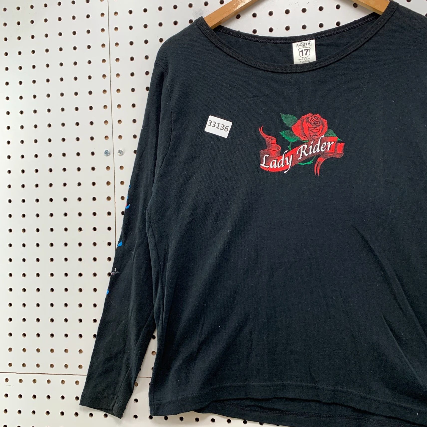 Vintage VINTAGE Lady Rider Motorcycle Shirt Womens XL Black Floral Long Sleeve 20x23.5 Johanns Bar Leather Grill Size XL / US 12-14 / IT 48-50 - 4 Thumbnail