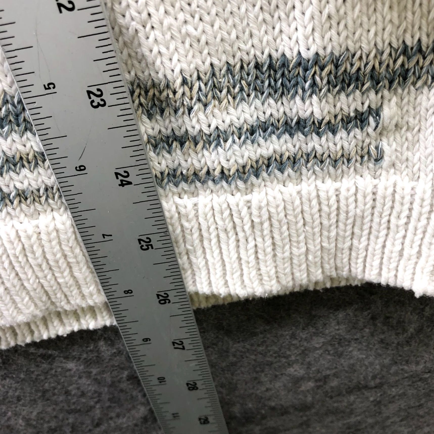 J. Jill VINTAGE J. Jill Cotton Sweater Womens M Scoop Neck Knit White Gray Stripe Pullover Size M / US 6-8 / IT 42-44 - 8 Thumbnail