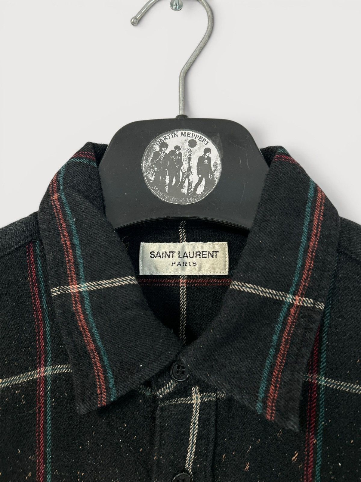 Saint Laurent Paris FW2018 Bleached Plaid Wool Flannel Shirt Size US L / EU 52-54 / 3 - 3 Thumbnail