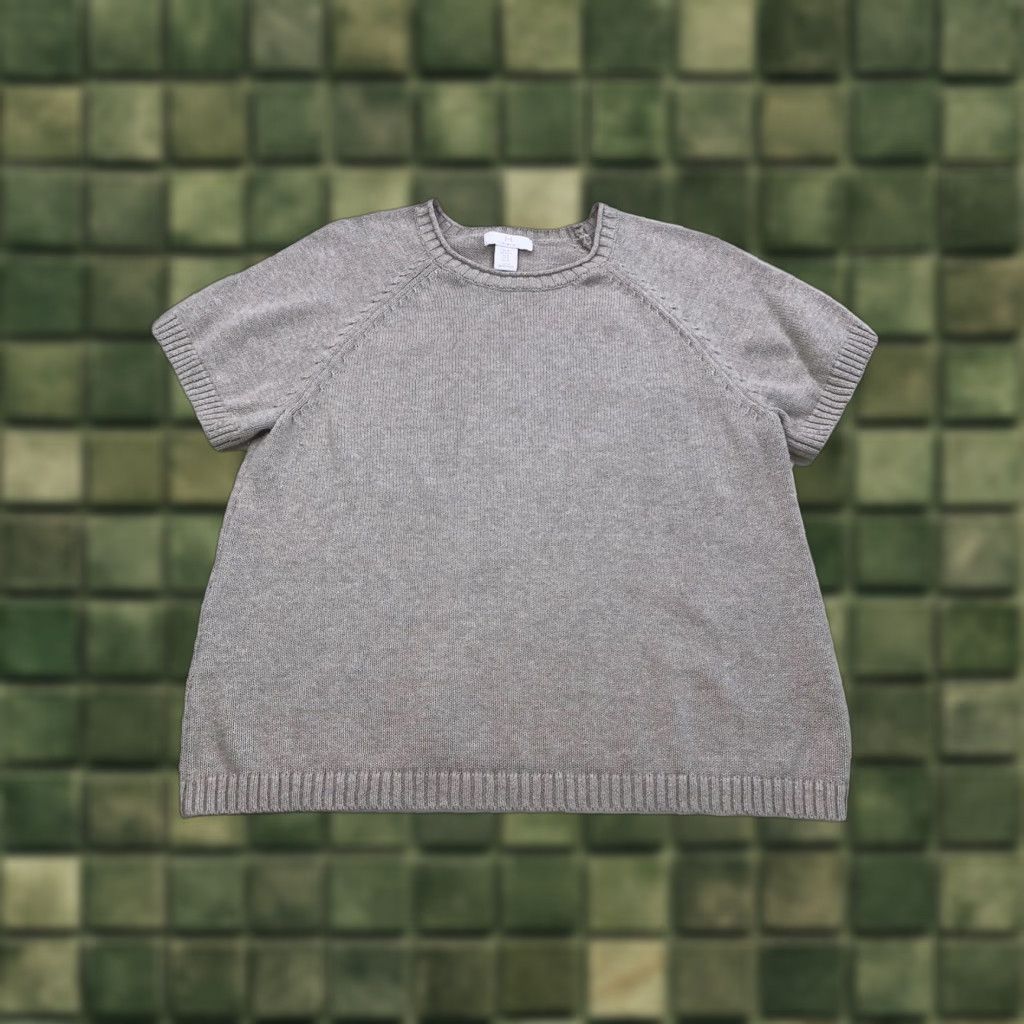 Halston Halston 100% Cotton Knit Short Sleeve XL Beige Pullover Women Size 40" / US 18 - 1 Thumbnail