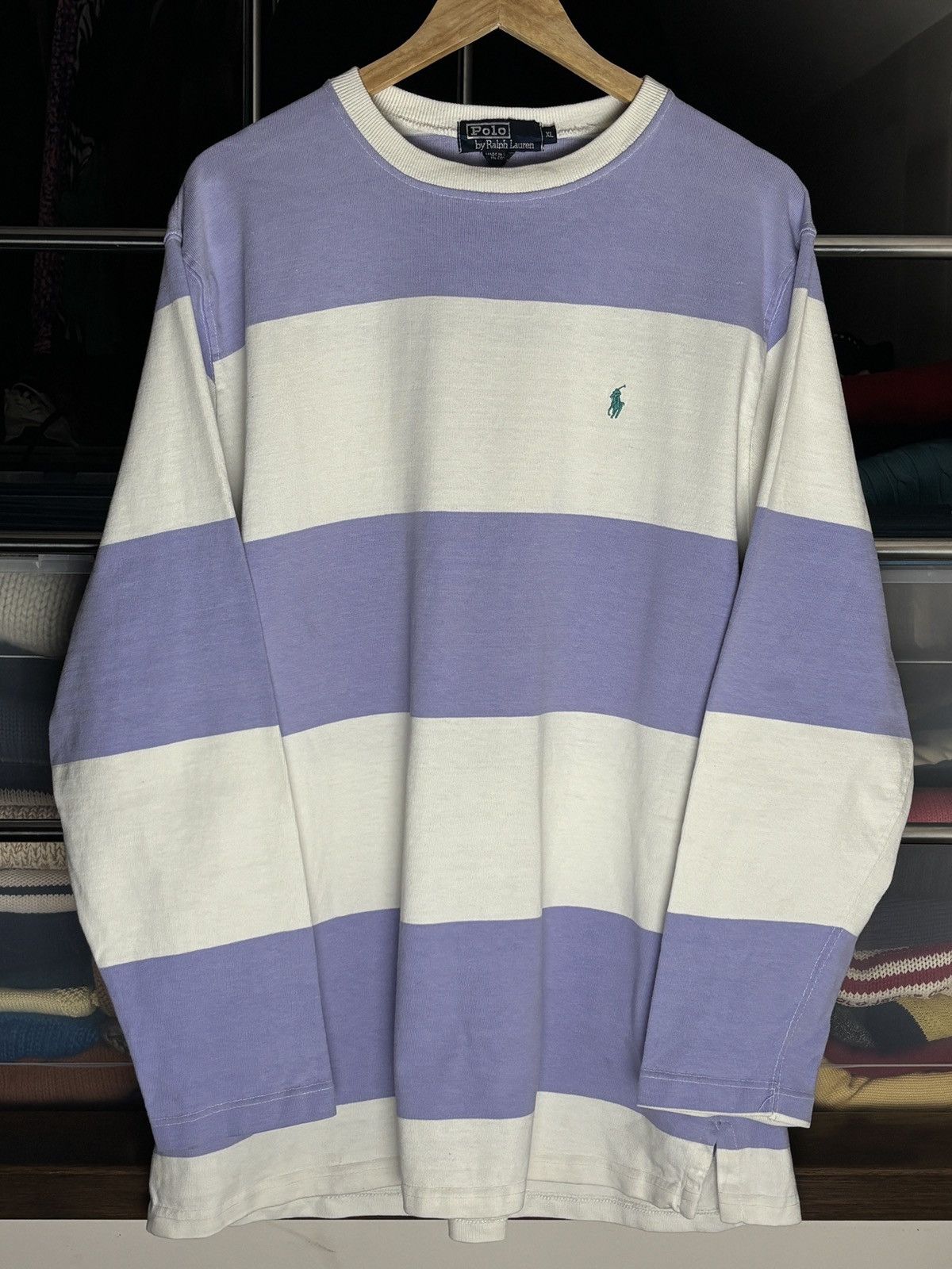 Polo Ralph Lauren 90s Polo Ralph Lauren Vintage Rugby USA Striped Sweatshirt Size US XL / EU 56 / 4 - 1 Thumbnail