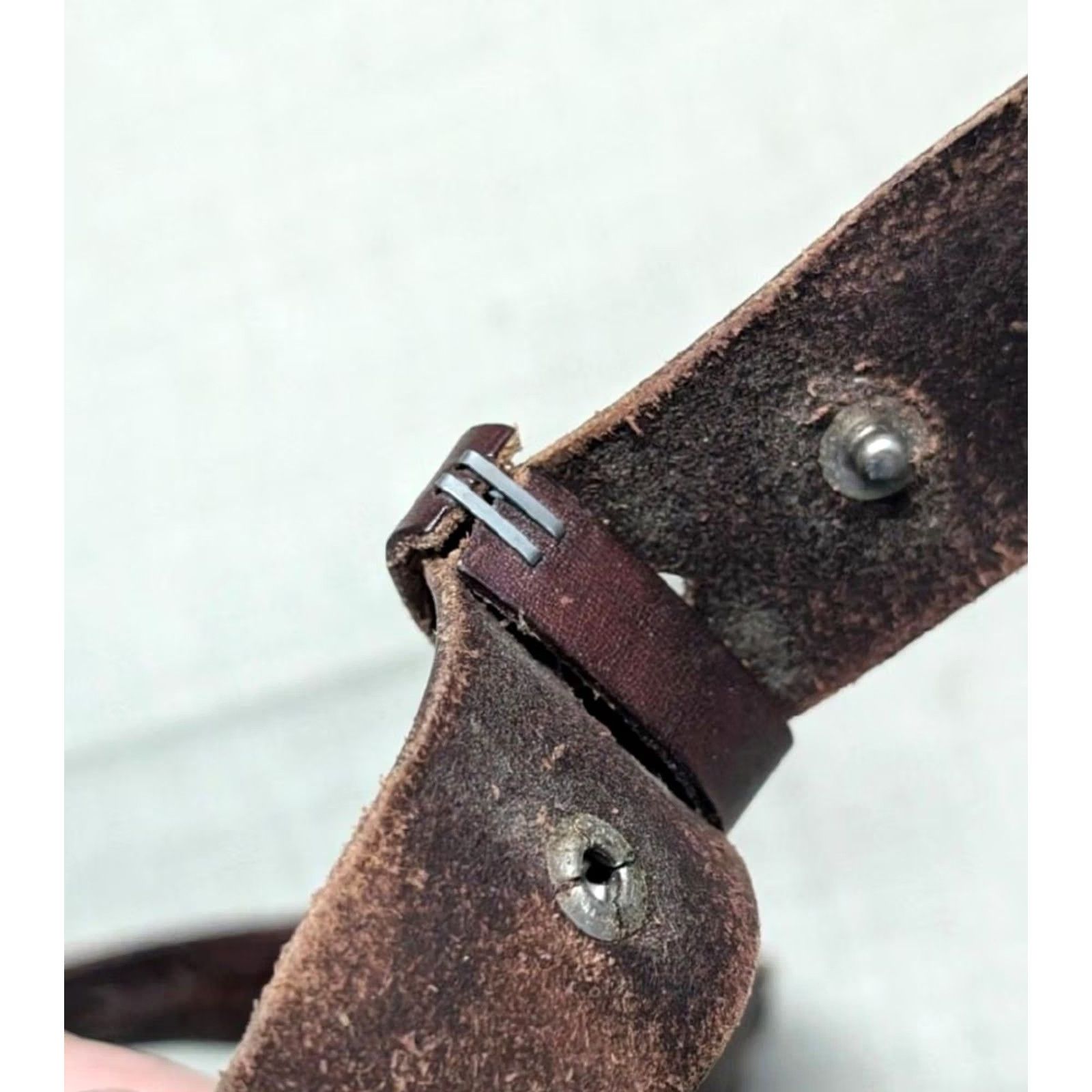 Vintage VINTAGE western belt Handcrafted leather Brown 44 Cowhide Weave buckle belt Mens Belt Size 44 - 7 Thumbnail