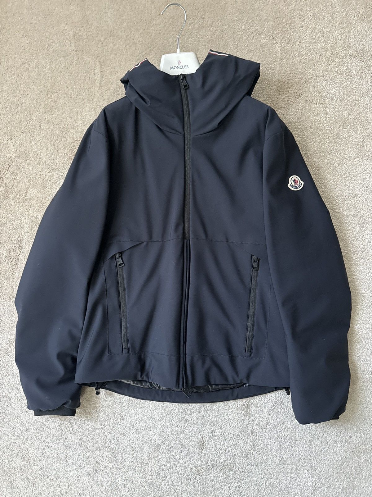 image of Moncler Hubert Down Waterproof Jacket Coat Navy Size 2, Men's