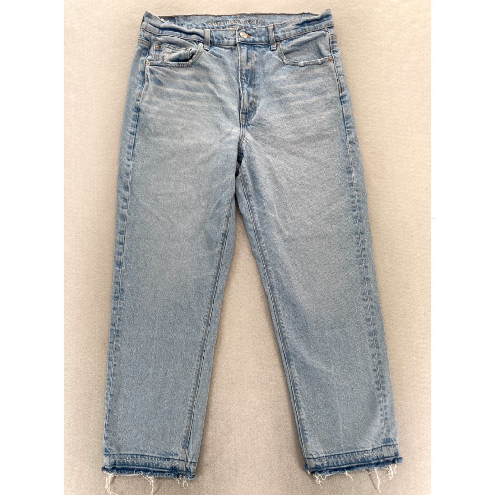 American Eagle Outfitters American Eagle Jeans Women's 12 Short Relaxed Straight Blue Denim Distressed Y2K Jeans Size 34" / US 12 / IT 48 - 2 Thumbnail
