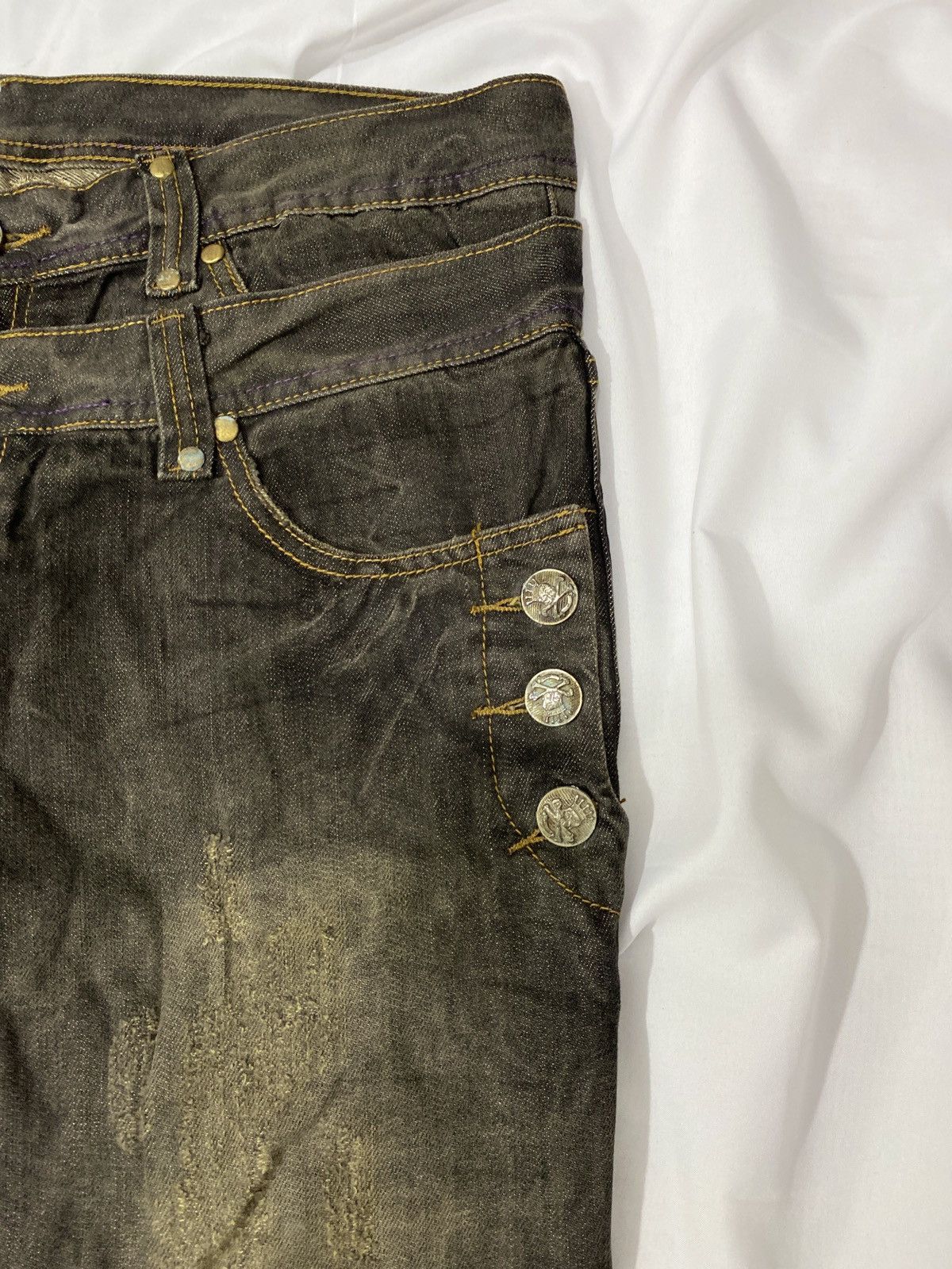 Tornado Mart Japanese Double Waist Flared Denim Pants Size US 33 - 5 Thumbnail