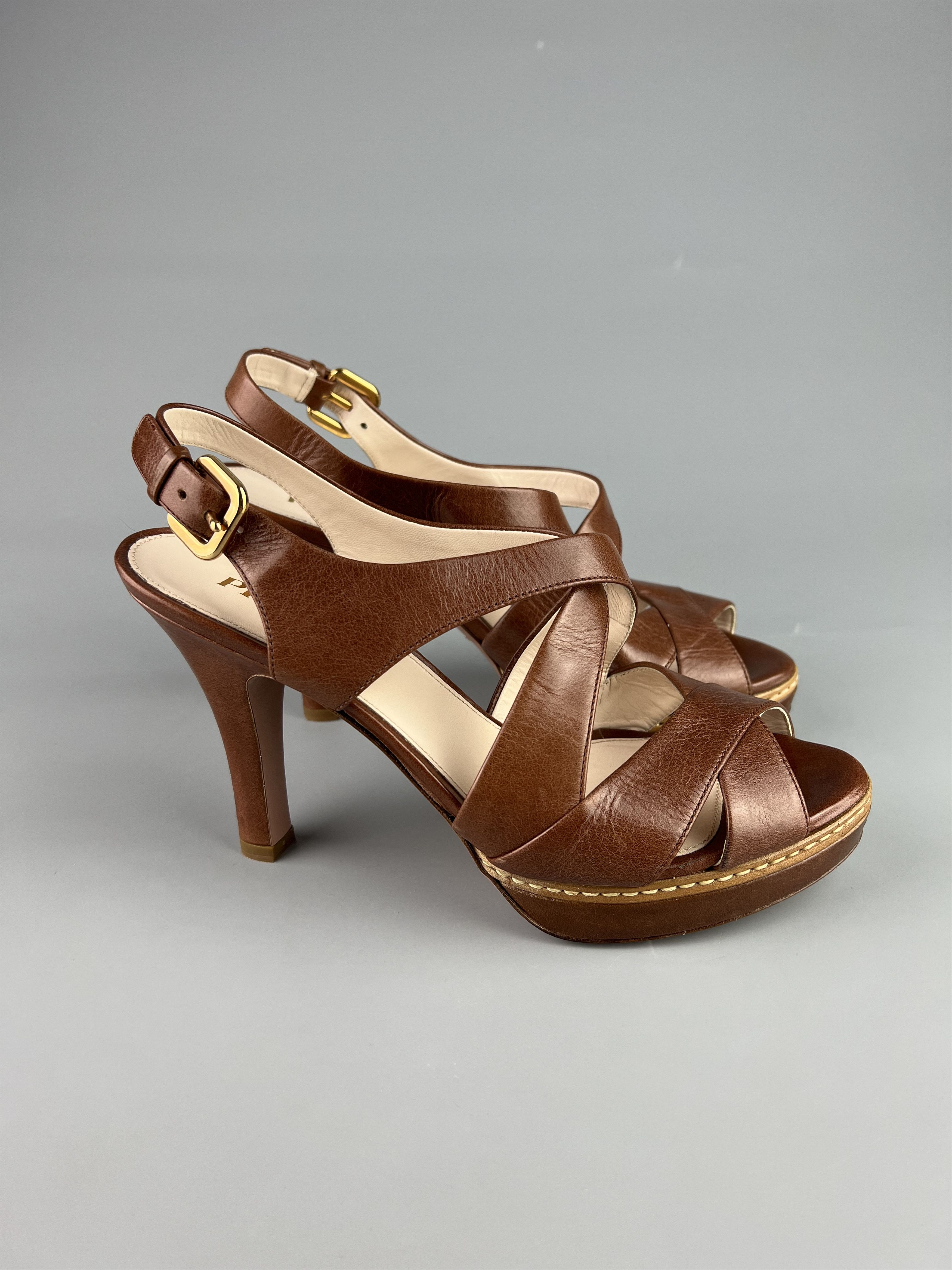 Prada Prada Brown Heels Size 38 Size US 8 / IT 38 - 3 Thumbnail