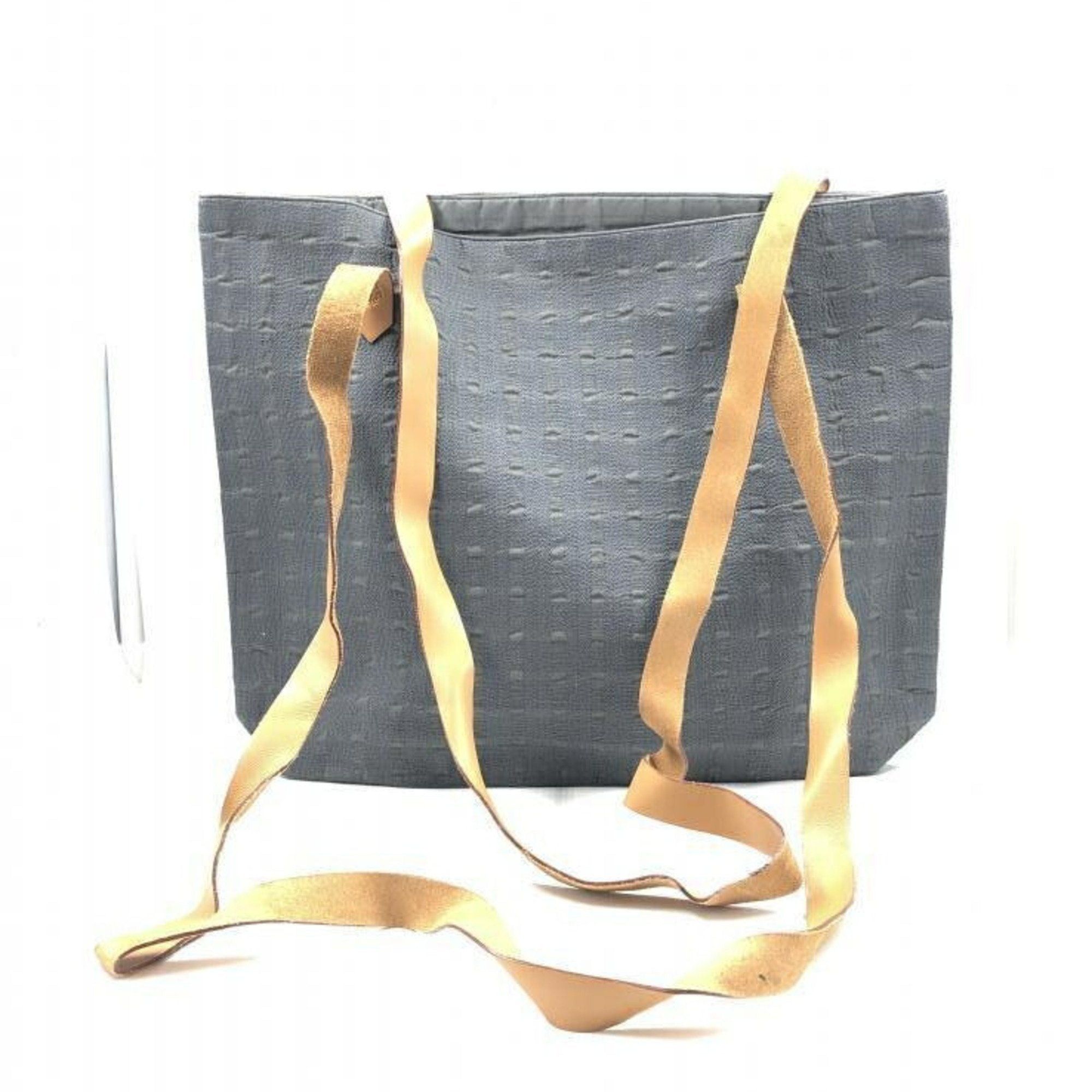 image of Hermes Amedaba Kabadu Posh Gray △Leather String Twist in Blue, Women's