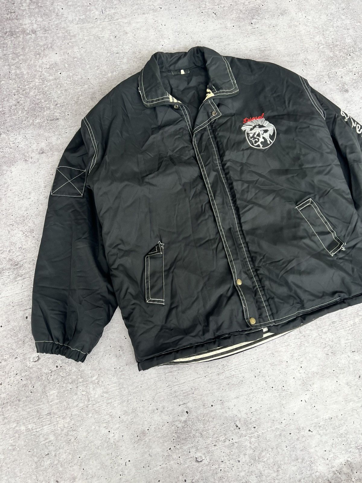 Diesel × Vintage Diesel Vintage Big Logo Black y2k Jacket Size US XL / EU 56 / 4 - 6 Thumbnail