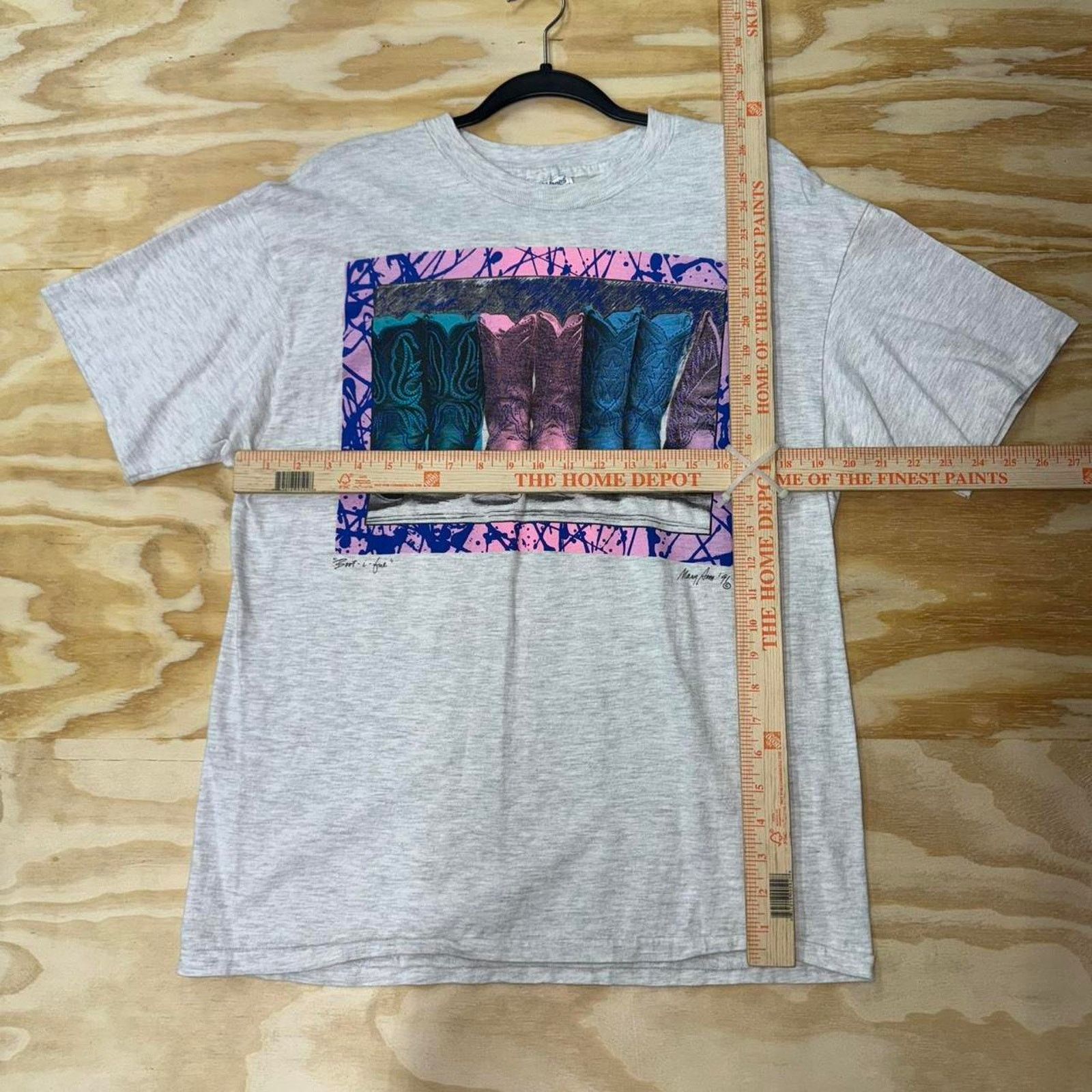 Hanes Vintage y2k abstract art paint cowboy boots 1990s t-shirt Size US L / EU 52-54 / 3 - 3 Thumbnail