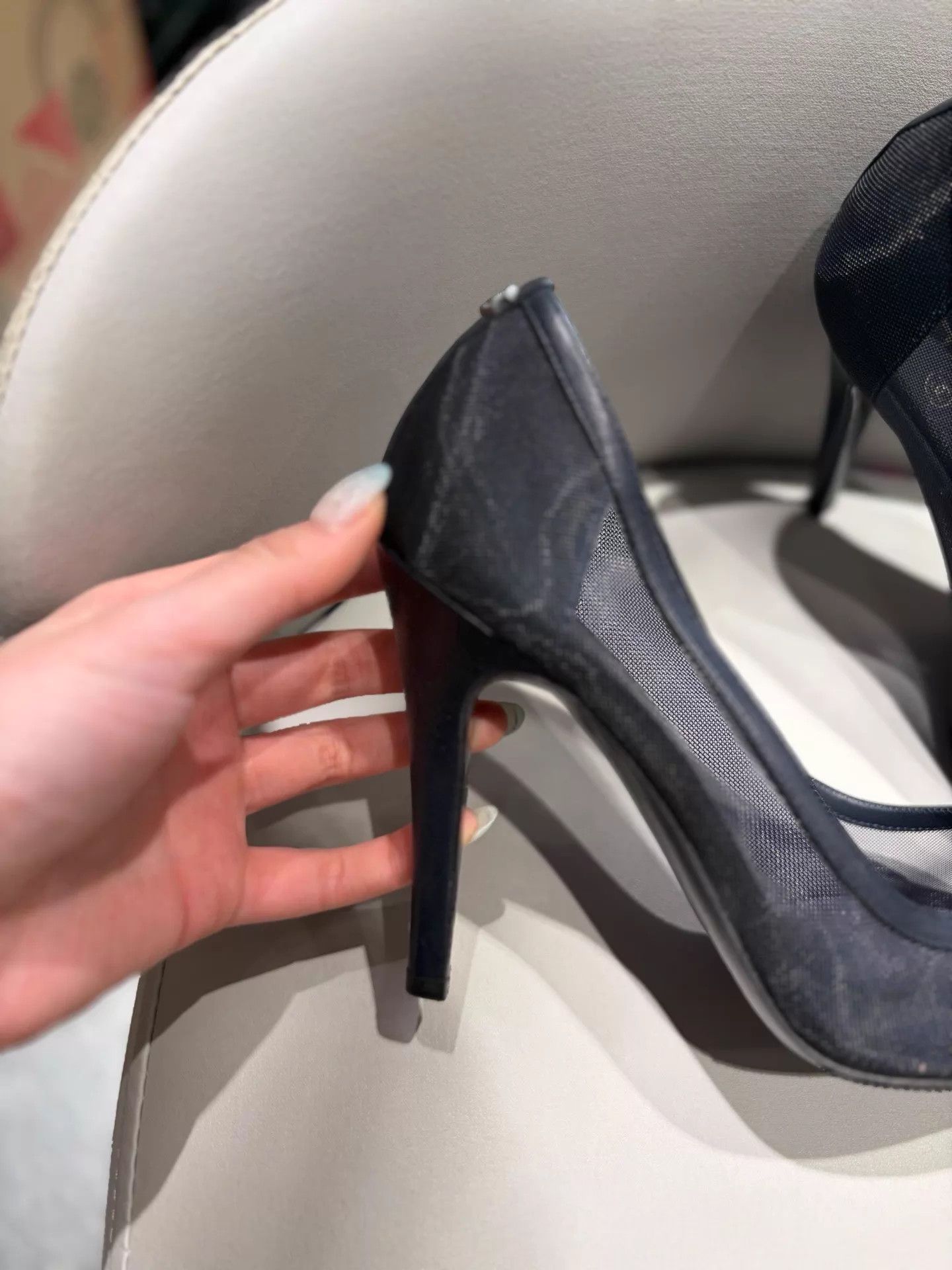 Chanel Chanel Mesh Pointed Toe Lambskin Heels 37 Mint Size US 6.5 / IT 36.5 - 2 Thumbnail