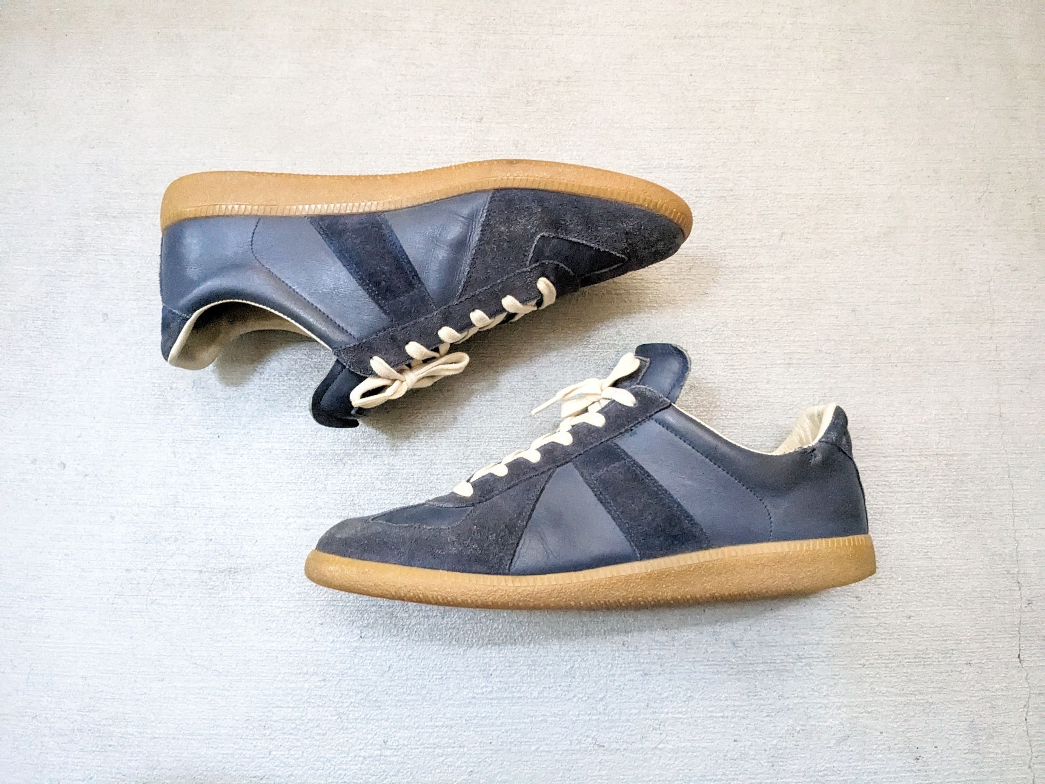 Maison Margiela GAT Replica 12 45 Navy Blue Leather Low Tops