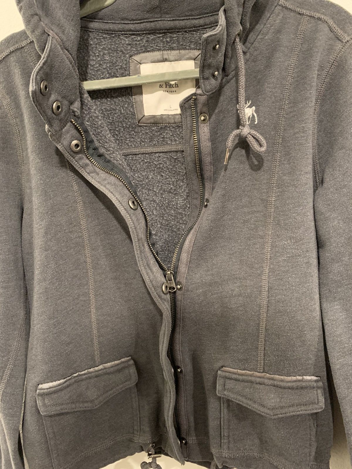 Abercrombie & Fitch Vintage Abercrombie Fitch Womens Hoodie Dark grey Zip Jacket Size L / US 10 / IT 46 - 4 Thumbnail